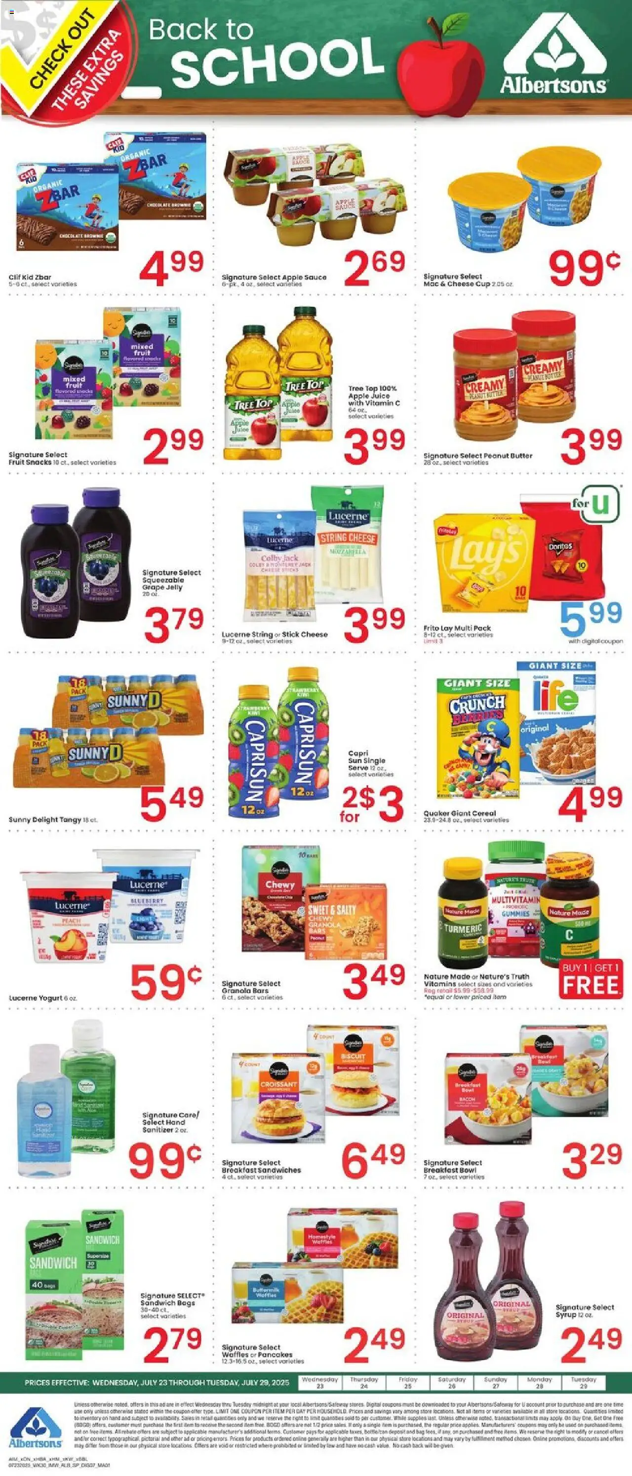 Albertsons Specialty Publication - valid from 23.07.2025 | Page: 1 | Products: Multivitamin, Vitamin, Butter, Yogurt