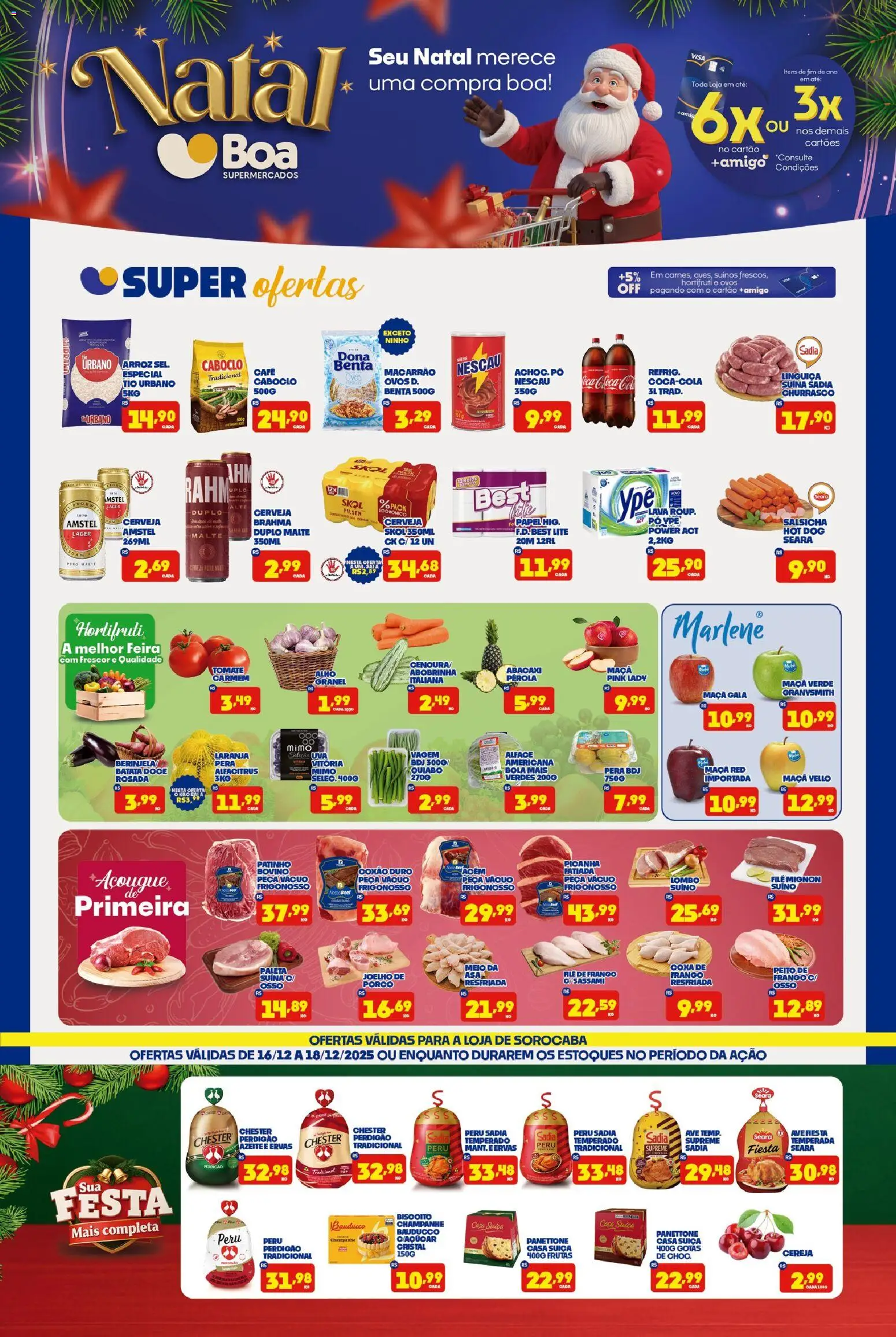 Boa Supermercados Folheto - válido de 16.12.2025 | Página: 1 | Produtos: Quiabo, Lombo, Frango, Azeite
