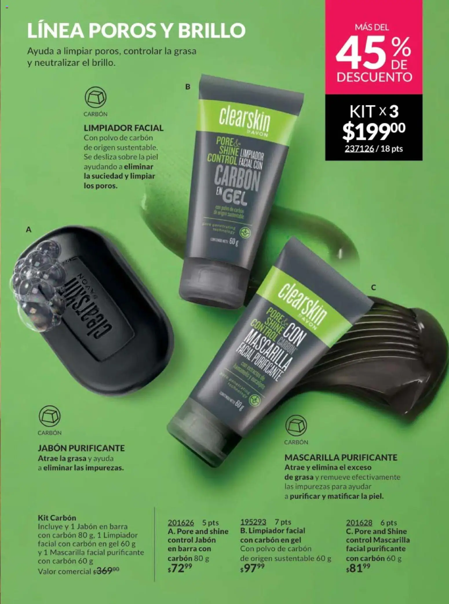 Nuevas ofertas de AVON válidas en toda la República Mexicana desde el 30.01.2026. ¡Encuentra las mejores ofertas en AVON campaña 3 2026! | Página: 165 | Productos: Brillo, Limpiador facial, Mascarilla, Sobre