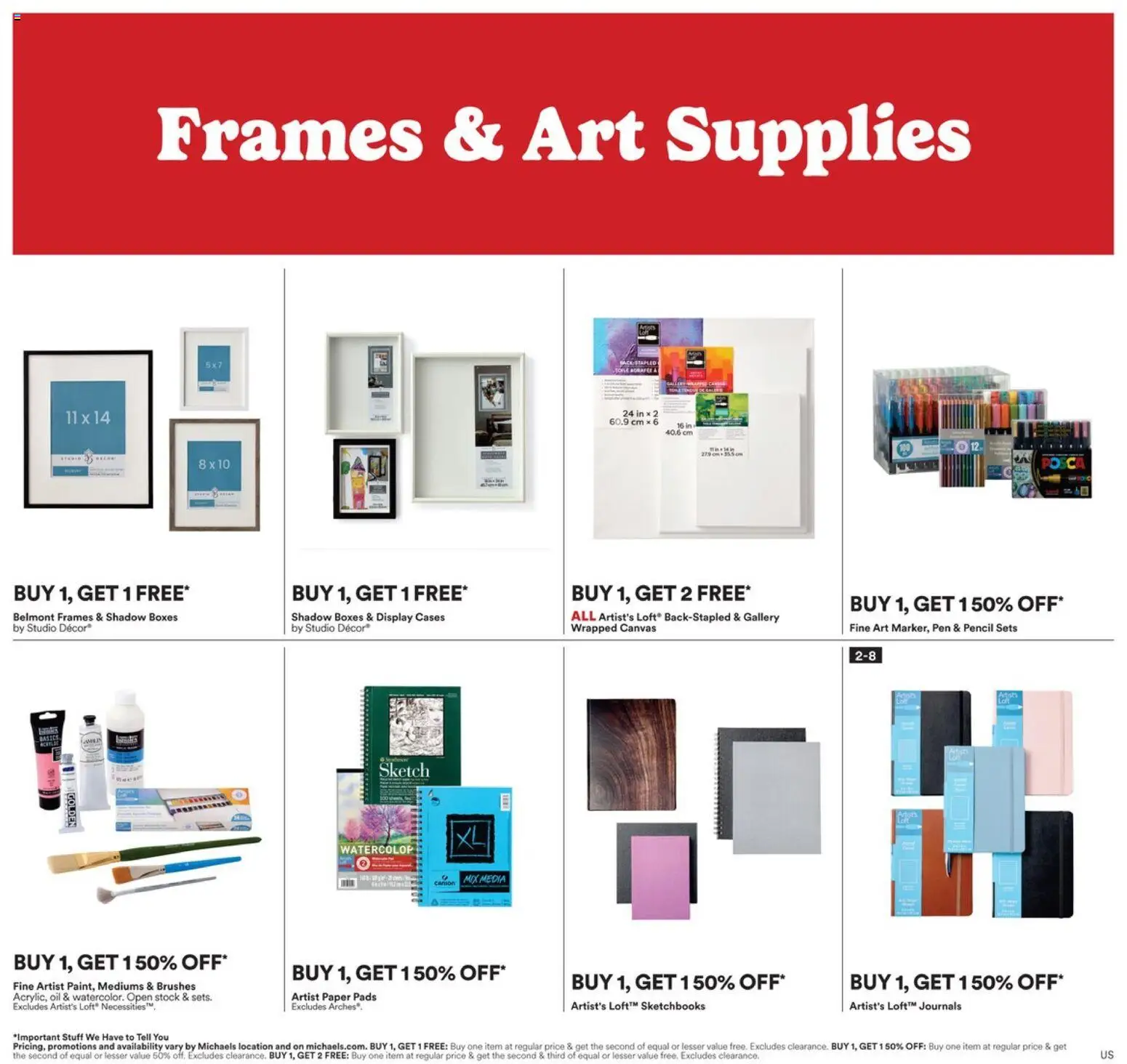 Michaels Weekly Ad - valid from 15.02.2026 | Page: 2 | Products: Brushes, Canvas, Pencil, Pen