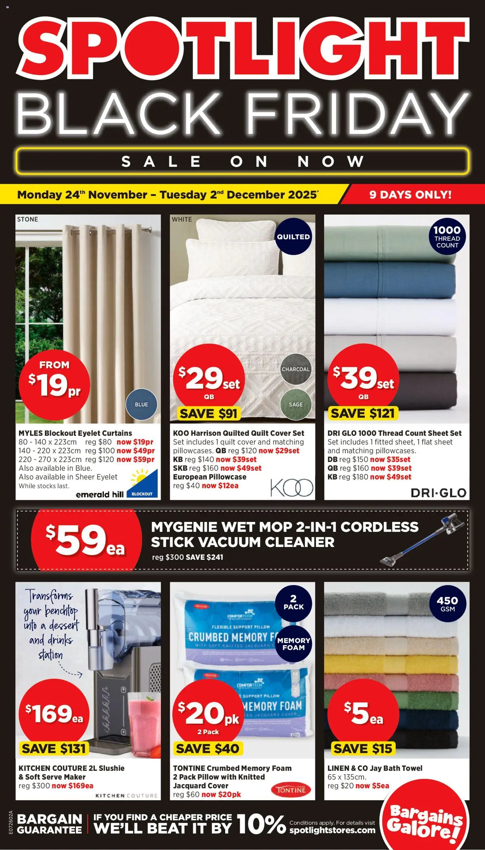 Spotlight catalogue - valid from 24.11.2025 | Page: 1 | Products: Bath, Emerald, Linen, Vacuum cleaner
