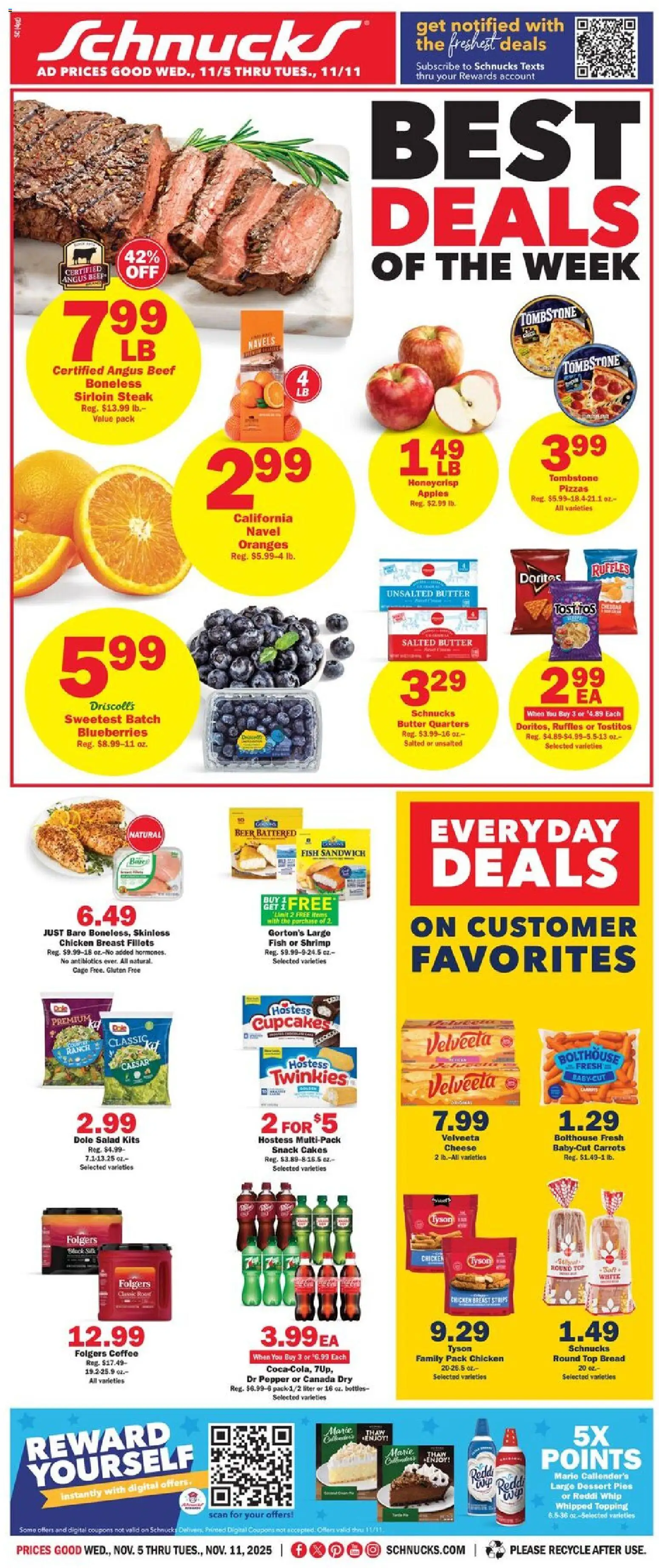 Schnucks Weekly Ad - valid from 05.11.2025 | Page: 1 | Products: Butter, Cheese, Beer, Apples