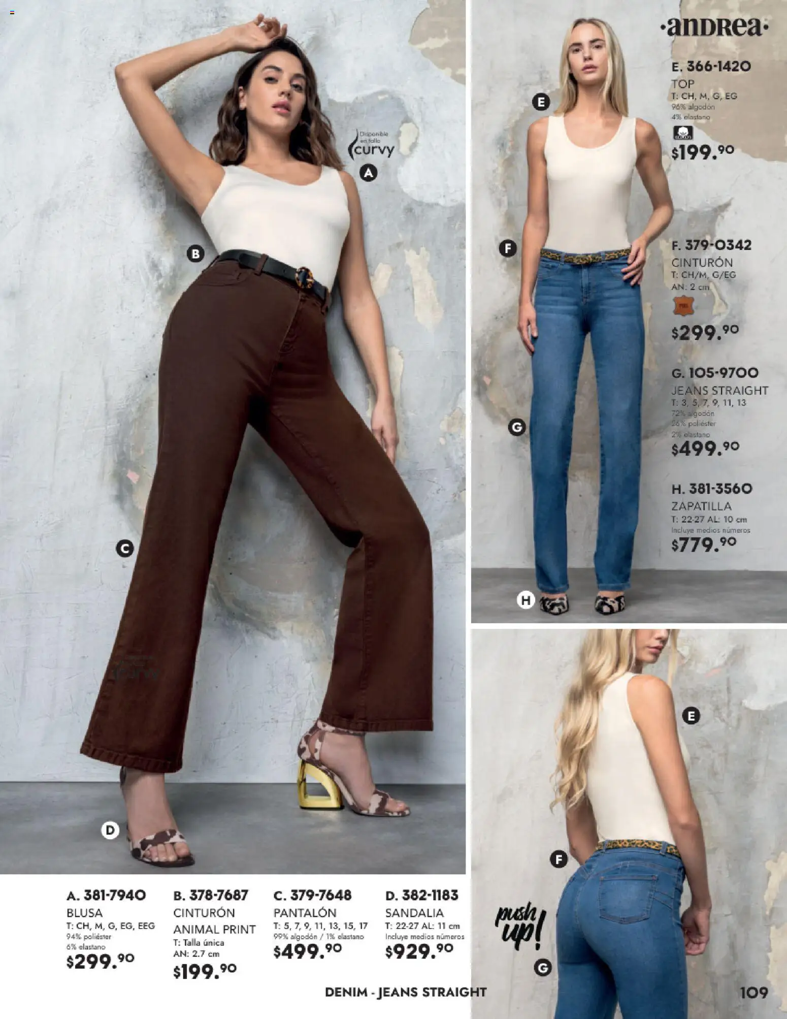 Nuevas ofertas de Andrea válidas en toda la República Mexicana desde el 26.11.2025. ¡Encuentra las mejores ofertas en Andrea catálogo Vestir! | Página: 109 | Productos: Blusa, Cinturón, Algodón