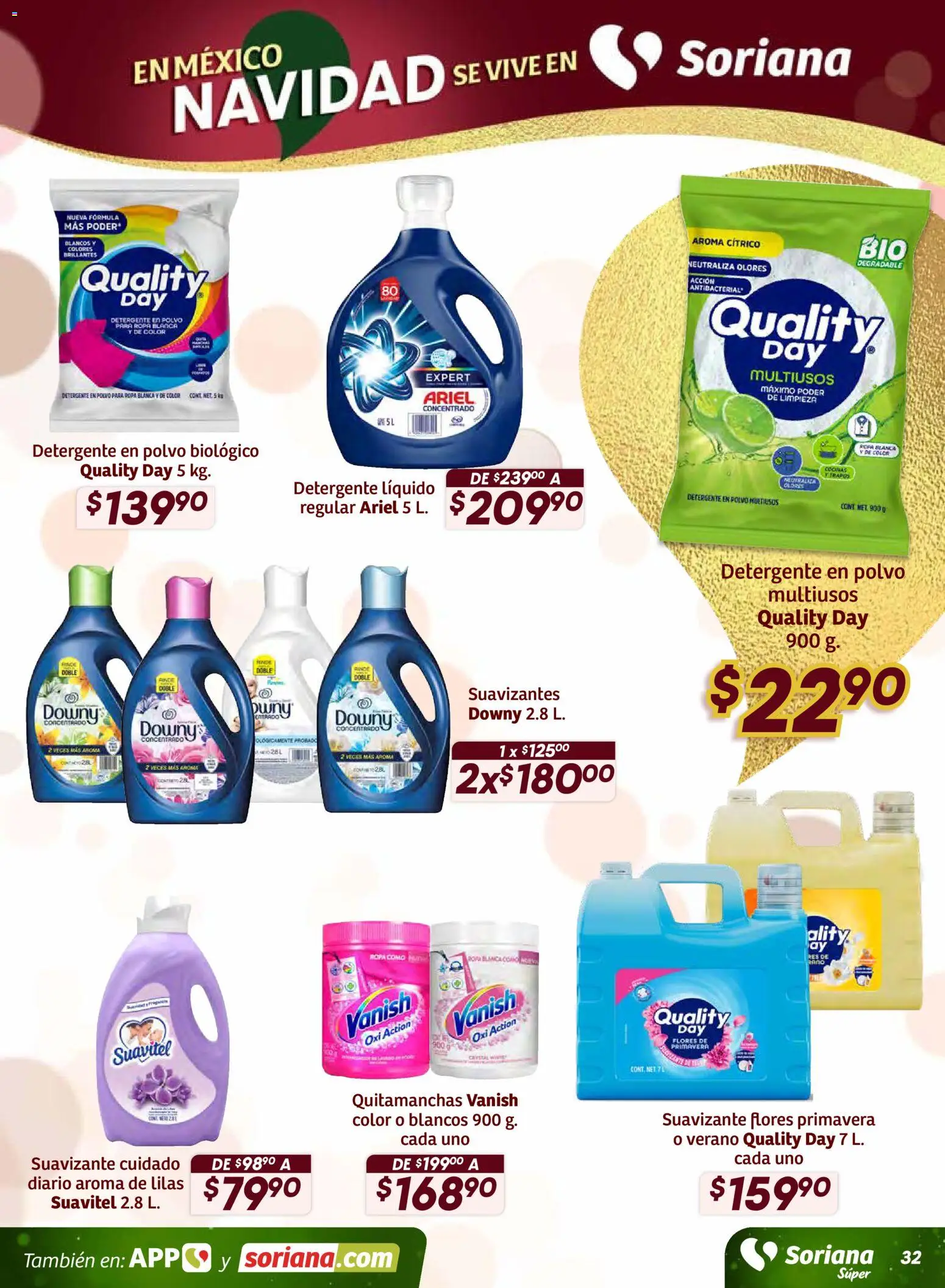 Nuevas ofertas de Soriana válidas en toda la República Mexicana desde el 11.12.2025. ¡Encuentra las mejores ofertas en Soriana - Preciazazaso Súper: Frontera Chia, Q. Roo! | Página: 32 | Productos: Quitamanchas, Suavizante, Ropa, Polvo