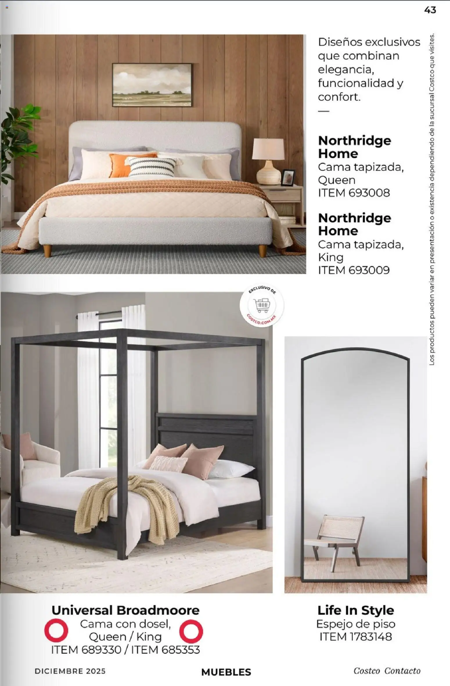 Nuevas ofertas de Costco válidas en toda la República Mexicana desde el 01.12.2025. ¡Encuentra las mejores ofertas en Costco Revista Diciembre! | Página: 43 | Productos: Cama, Espejo