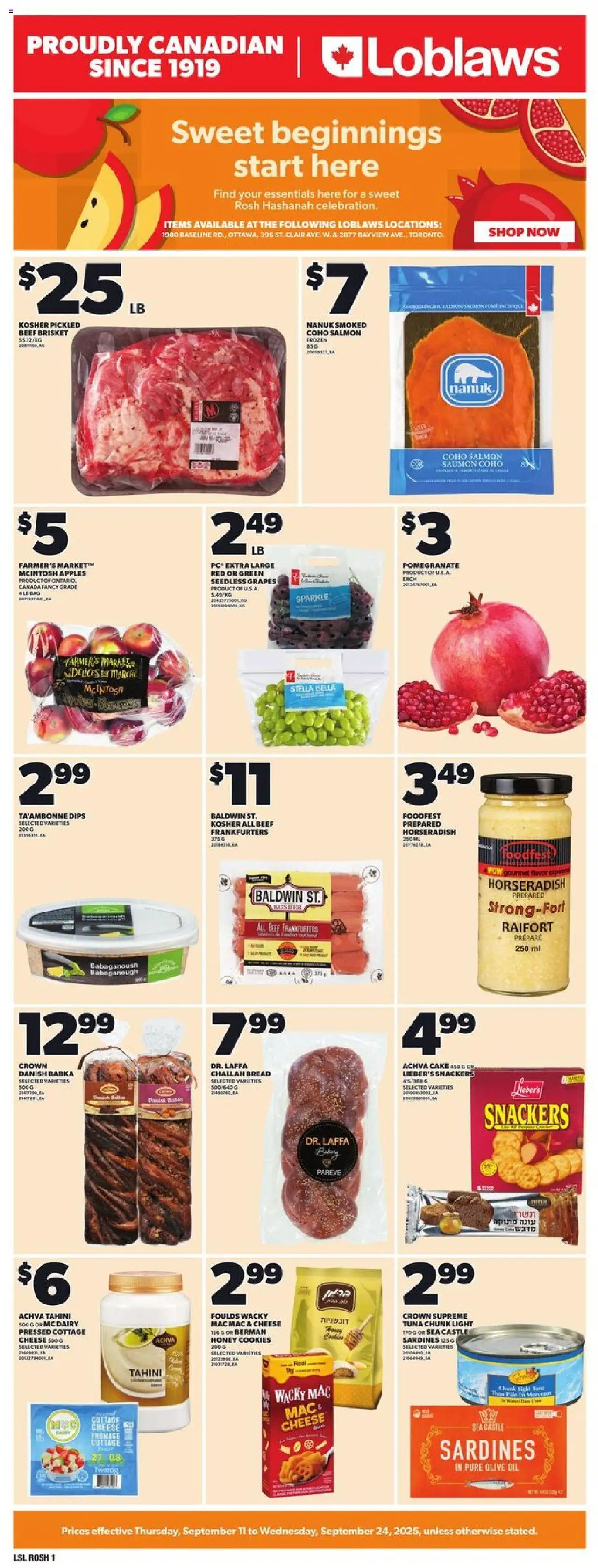 Loblaws flyer valid from 18.09.2025 | Page: 1 | Products: Beef, PC, Oil, Apples