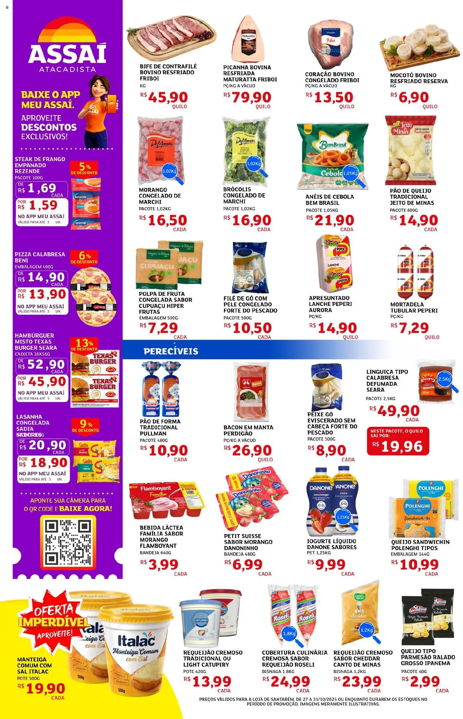 Assaí Atacadista Folheto - válido de 27.10.2025 | Página: 4 | Produtos: Cheddar, Hambúrguer, Sal, Pão de queijo