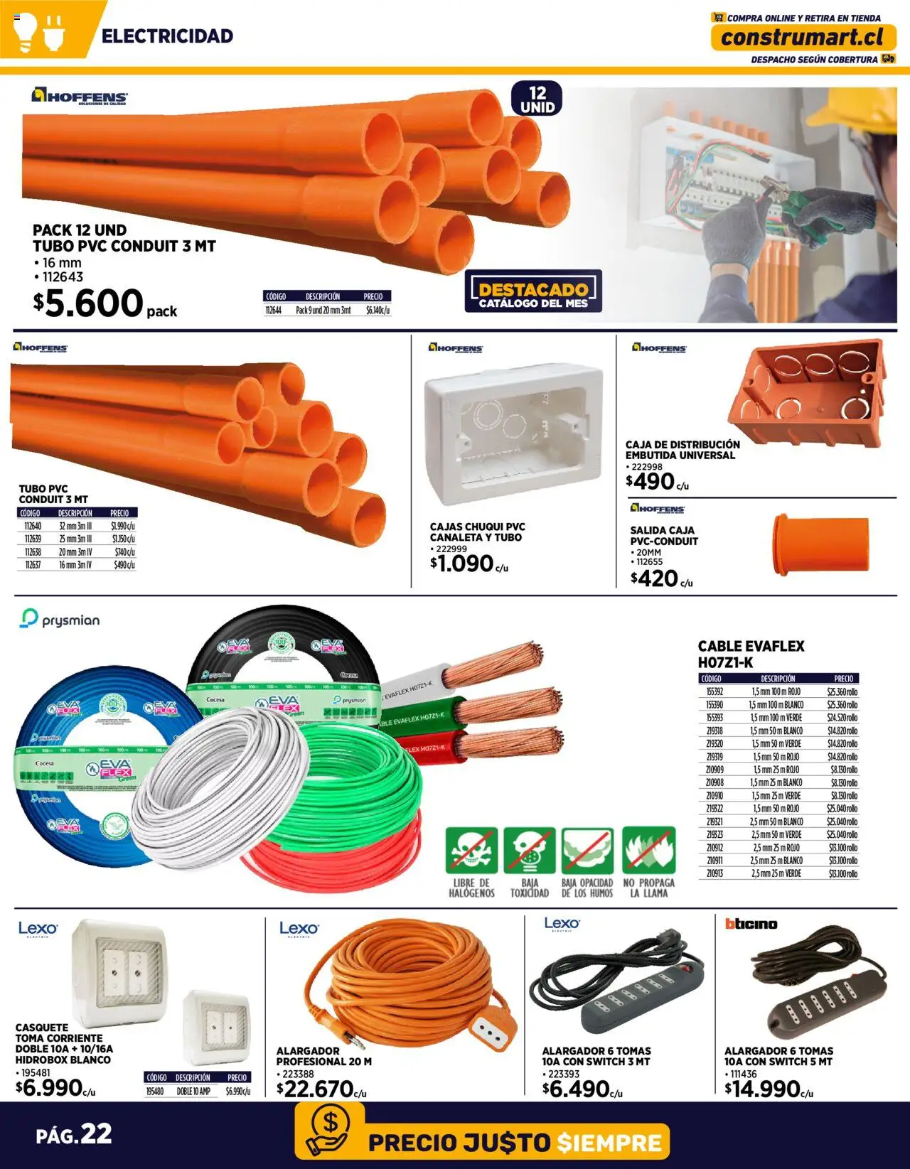 Construmart ofertas  │ válido desde el 01.08.2025 | Página: 22 | Productos: Alargador, Cable, Caja, Canaleta