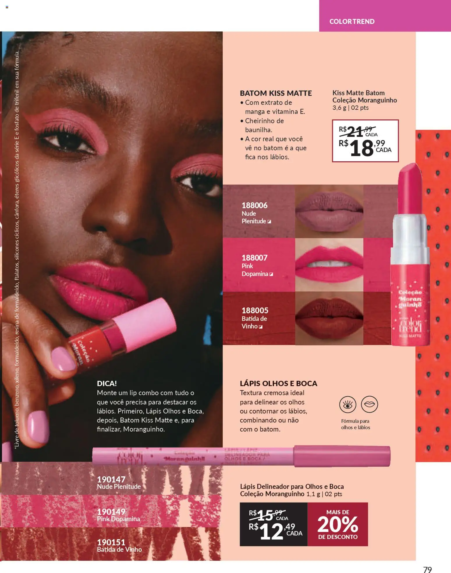 Avon Folheto - válido de 19.12.2025 | Página: 79 | Produtos: Delineador, Batom, Lápis, Vinho