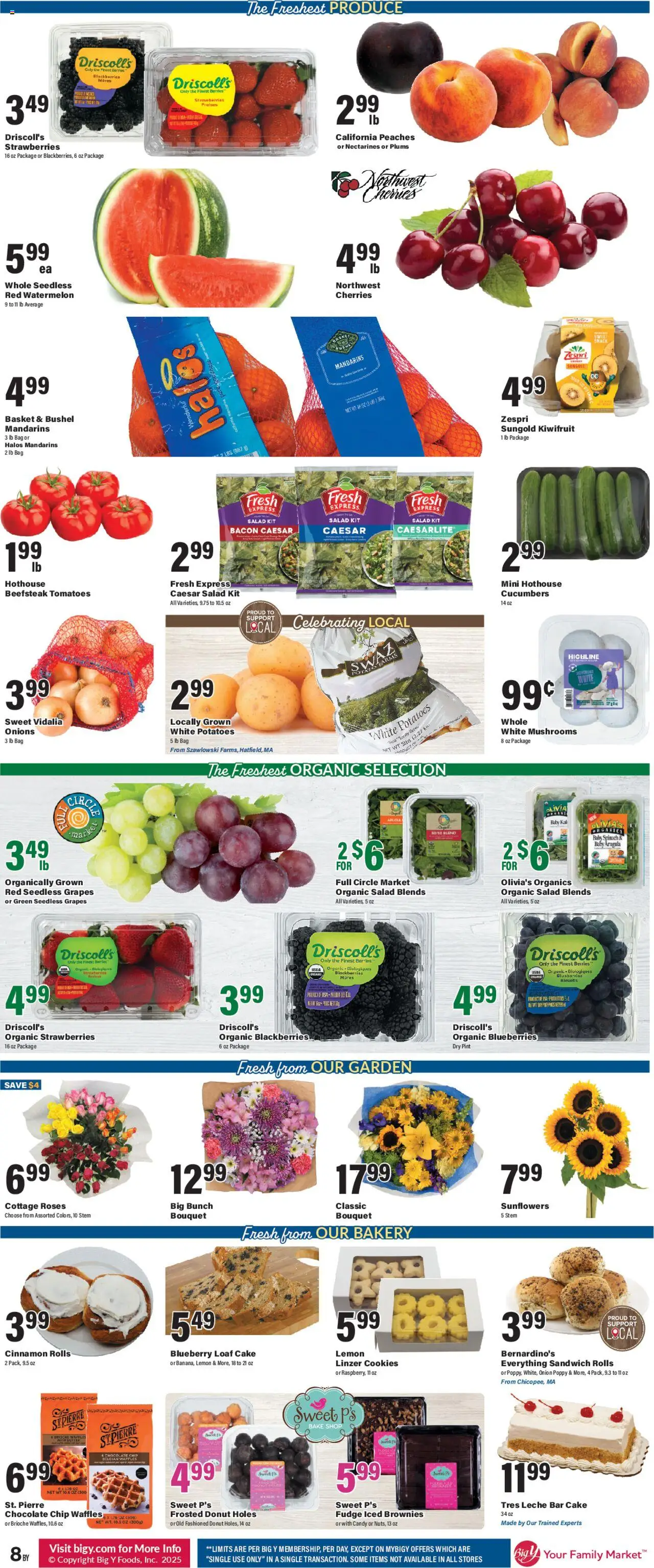 Big Y Weekly Ad - valid from 07.08.2025 | Page: 12 | Products: Peaches, Lemon, Grapes, Chocolate Chip