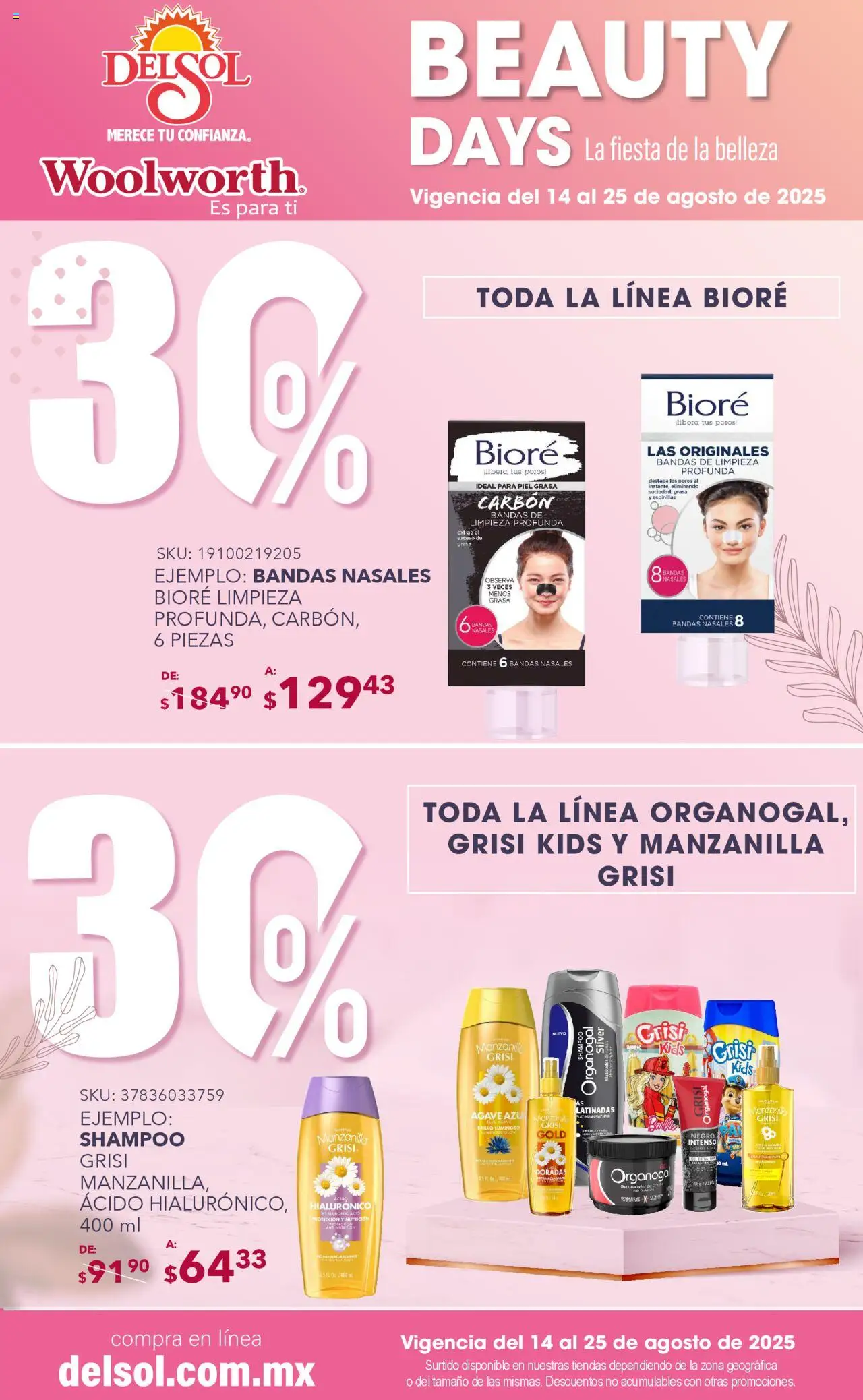 Nuevas ofertas de Del Sol y Woolworth válidas en toda la República Mexicana desde el 14.08.2025. ¡Encuentra las mejores ofertas en Del Sol y Woolworth - Catálogo La Fiesta de la Belleza - Pasillo Grisi Agosto! | Página: 2 | Productos: Brillo
