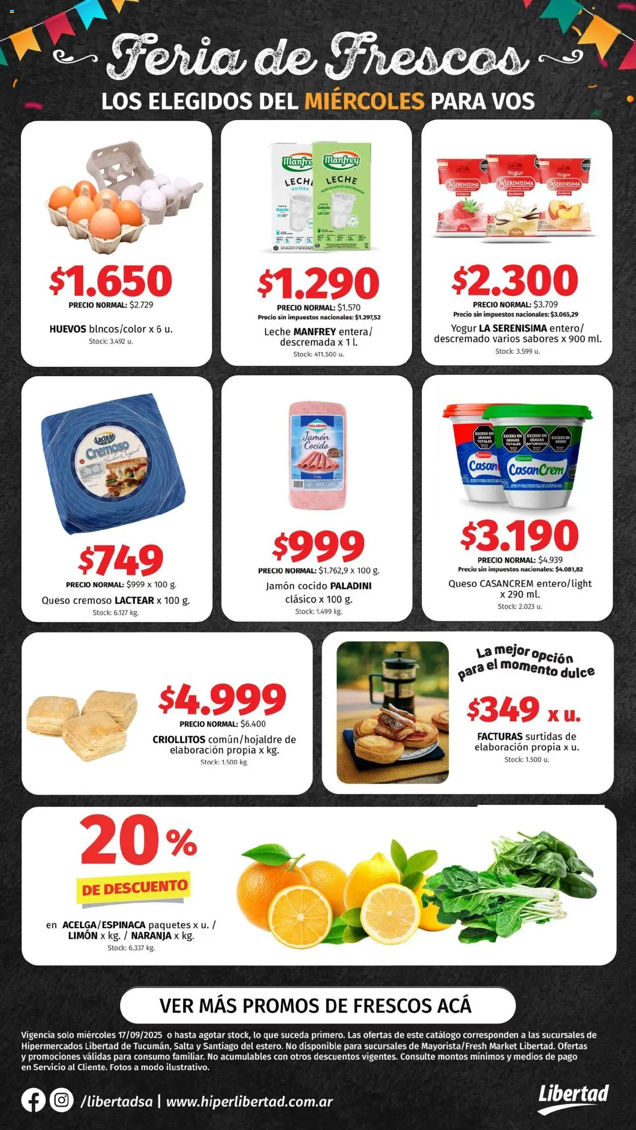 Hipermercado Libertad - Feria de Frescos -  Miércoles │ válido desde el 16.09.2025 | Página: 1 | Productos: Limón, Leche, Queso, Huevos