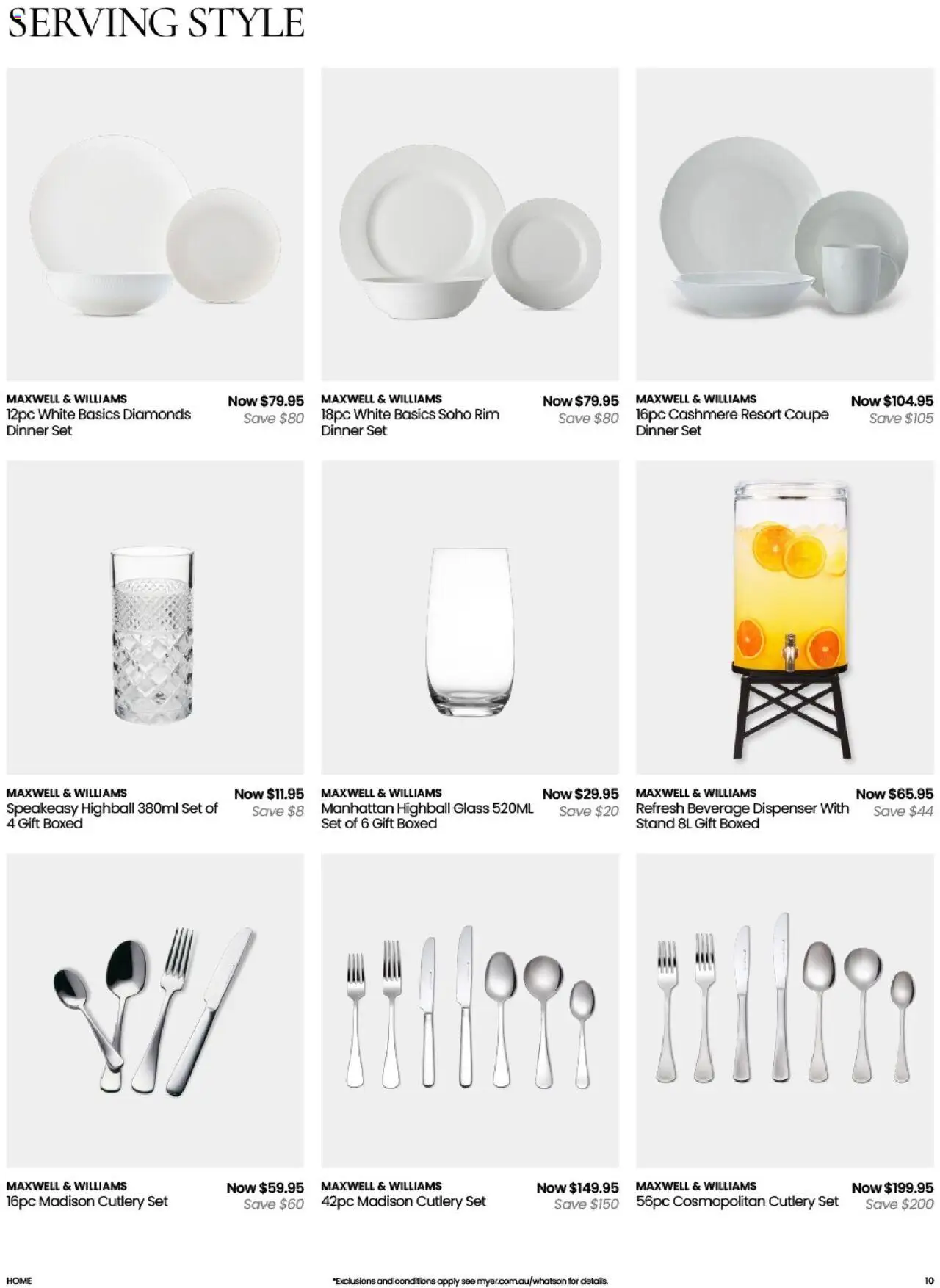 Myer catalogue - valid from 14.10.2025 | Page: 10 | Products: Cutlery, Dinner set