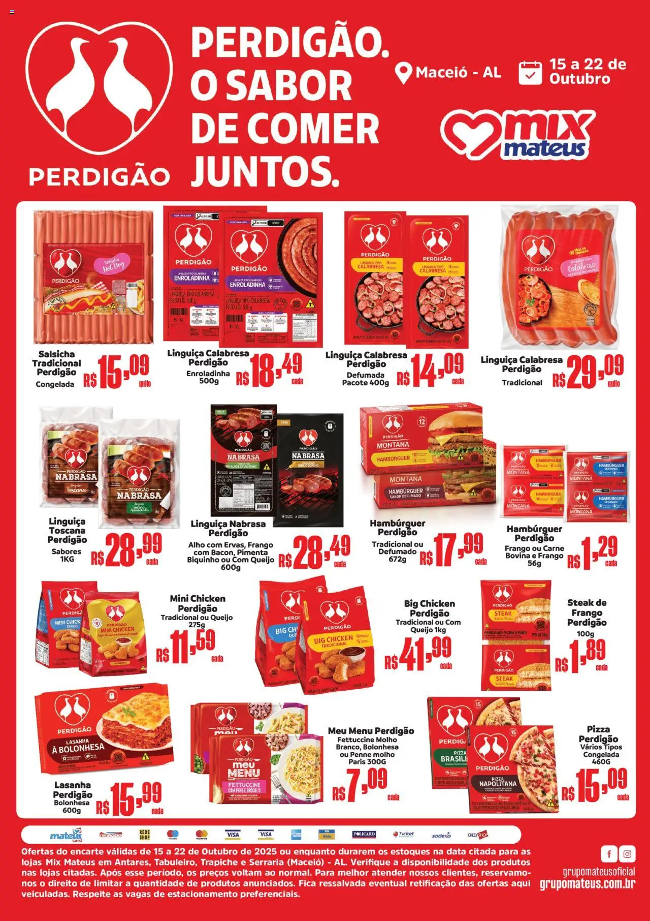 Mateus Folheto - válido de 15.10.2025 | Página: 2 | Produtos: Salsicha, Queijo coalho, Carne, Lasanha