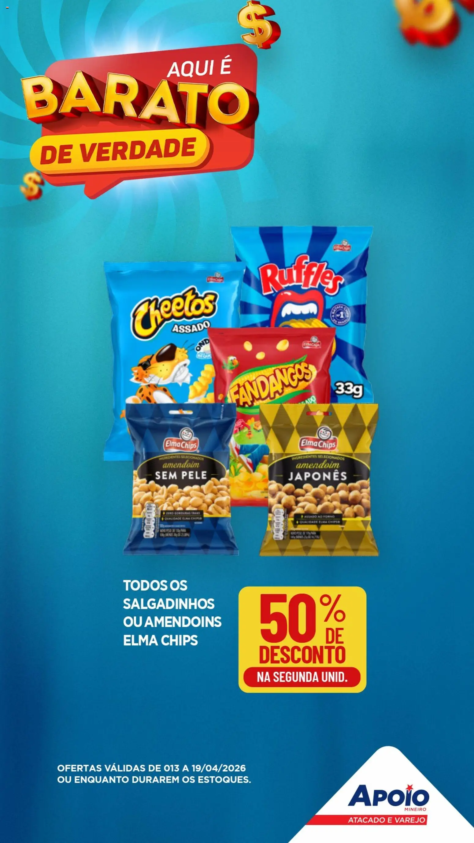 Apoio Mineiro Folheto - válido de 13.04.2026 | Página: 4 | Produtos: Amendoim, Elma Chips, Salgadinhos