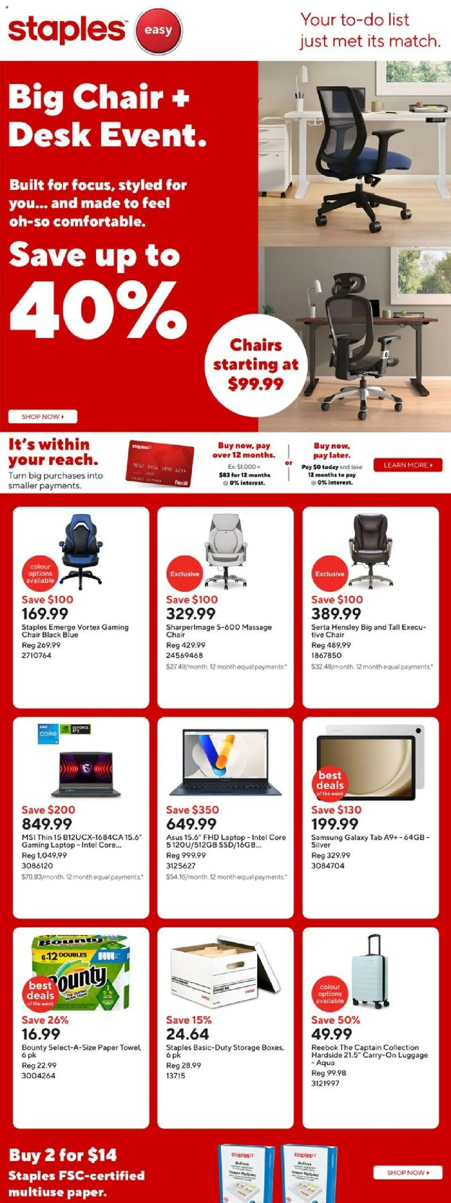 Staples flyer valid from 24.10.2025 | Page: 1 | Products: Luggage, Chair
