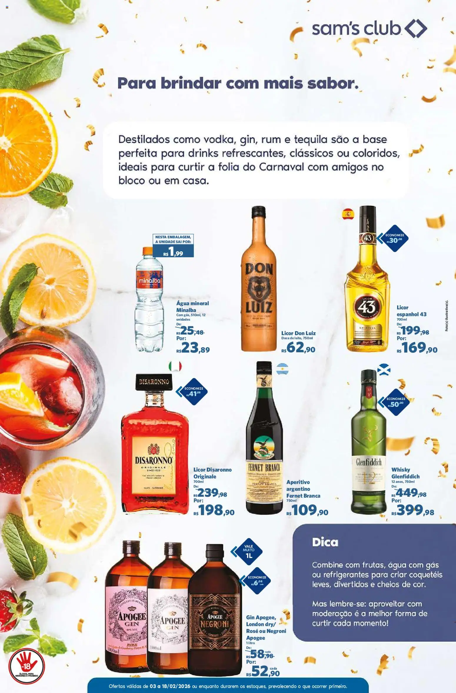 Sam's Club Folheto - válido de 03.02.2026 | Página: 7 | Produtos: Água com gás, Licor, Gin, Água mineral