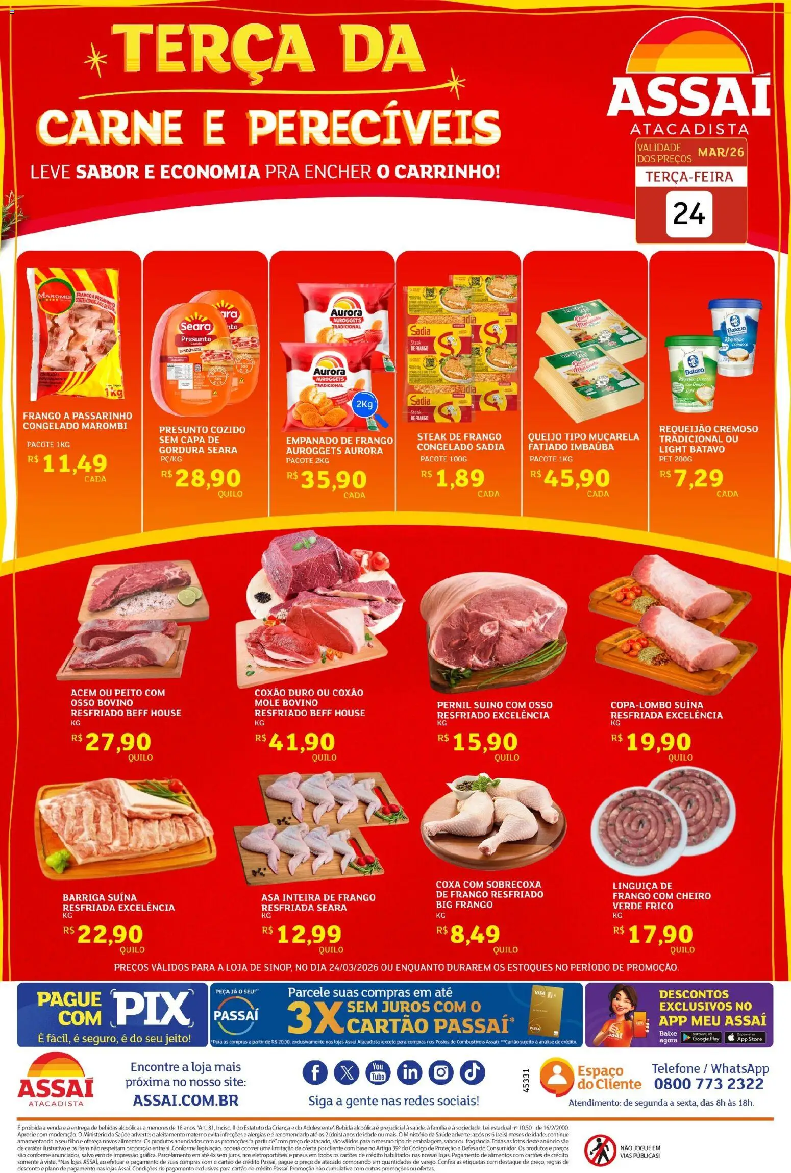 Assaí Atacadista Folheto - válido de 24.03.2026 | Página: 1 | Produtos: Pernil, Carne, Frango, Pá