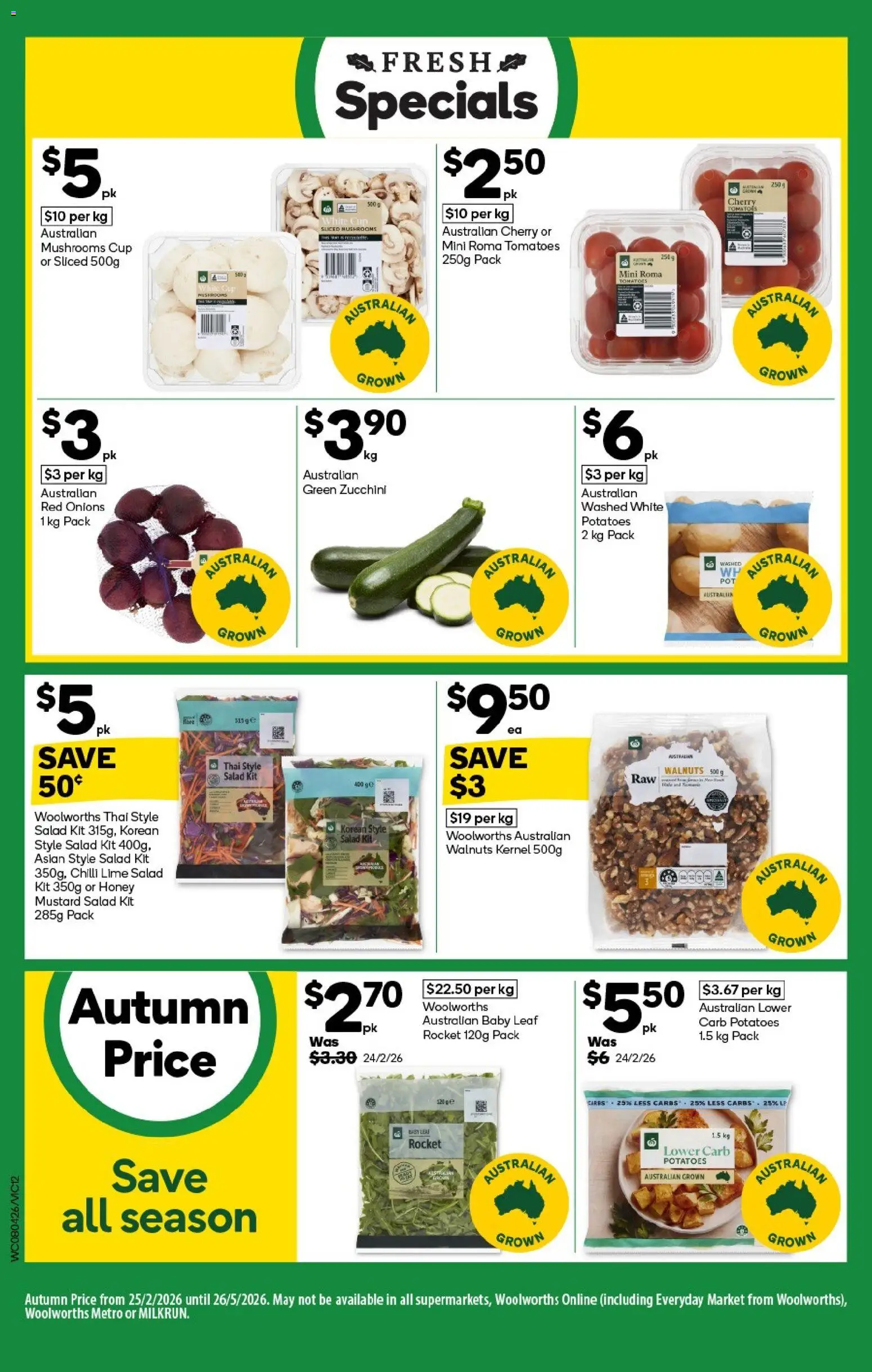 Woolworths catalogue - valid from 08.04.2026 | Page: 12 | Products: Tomatoes, Salad, Rocket, Lime