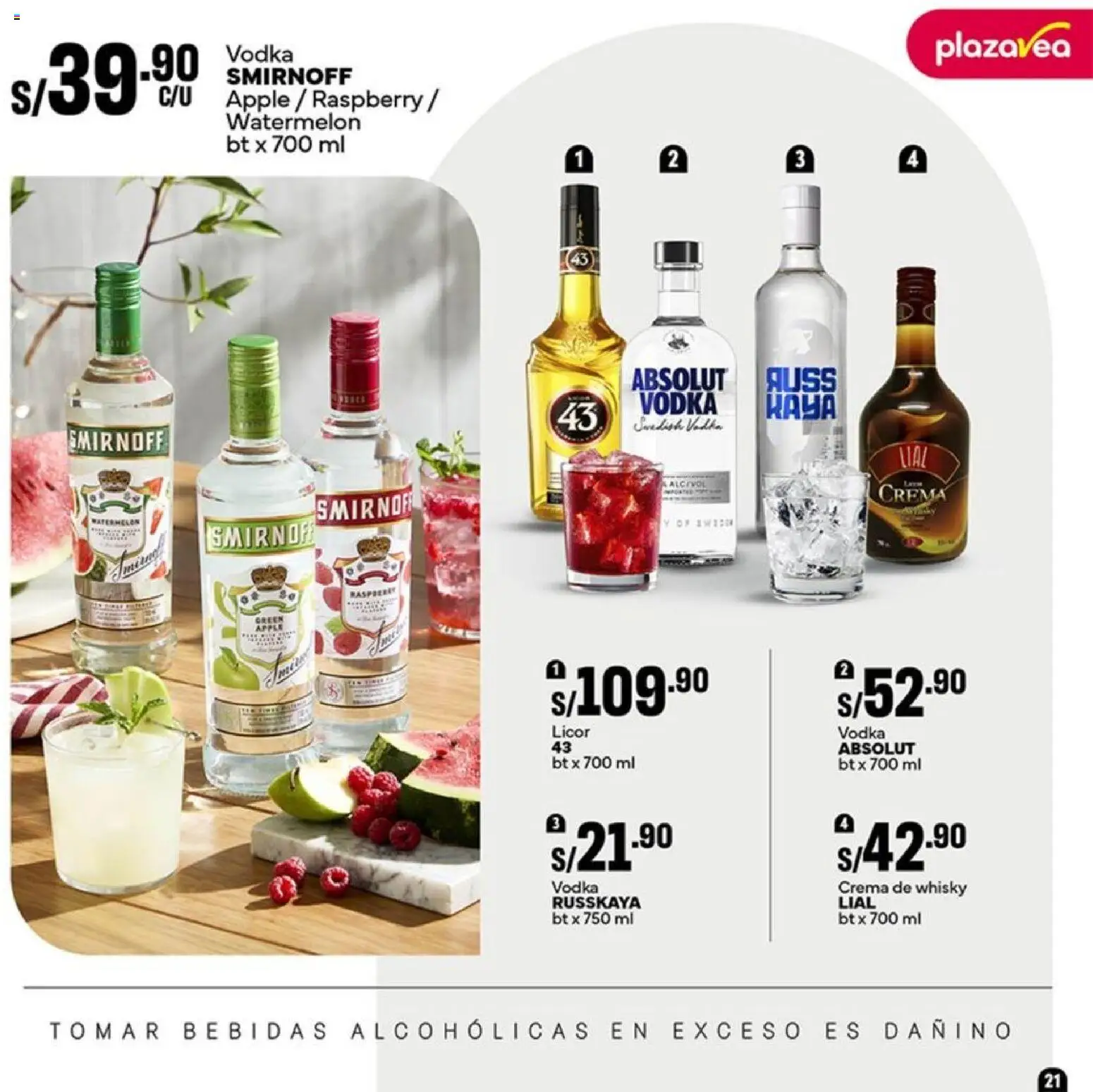 Catálogo Plaza Vea válido desde 16.01.2026 | Página: 21 | Productos: Crema, Vodka, Whisky