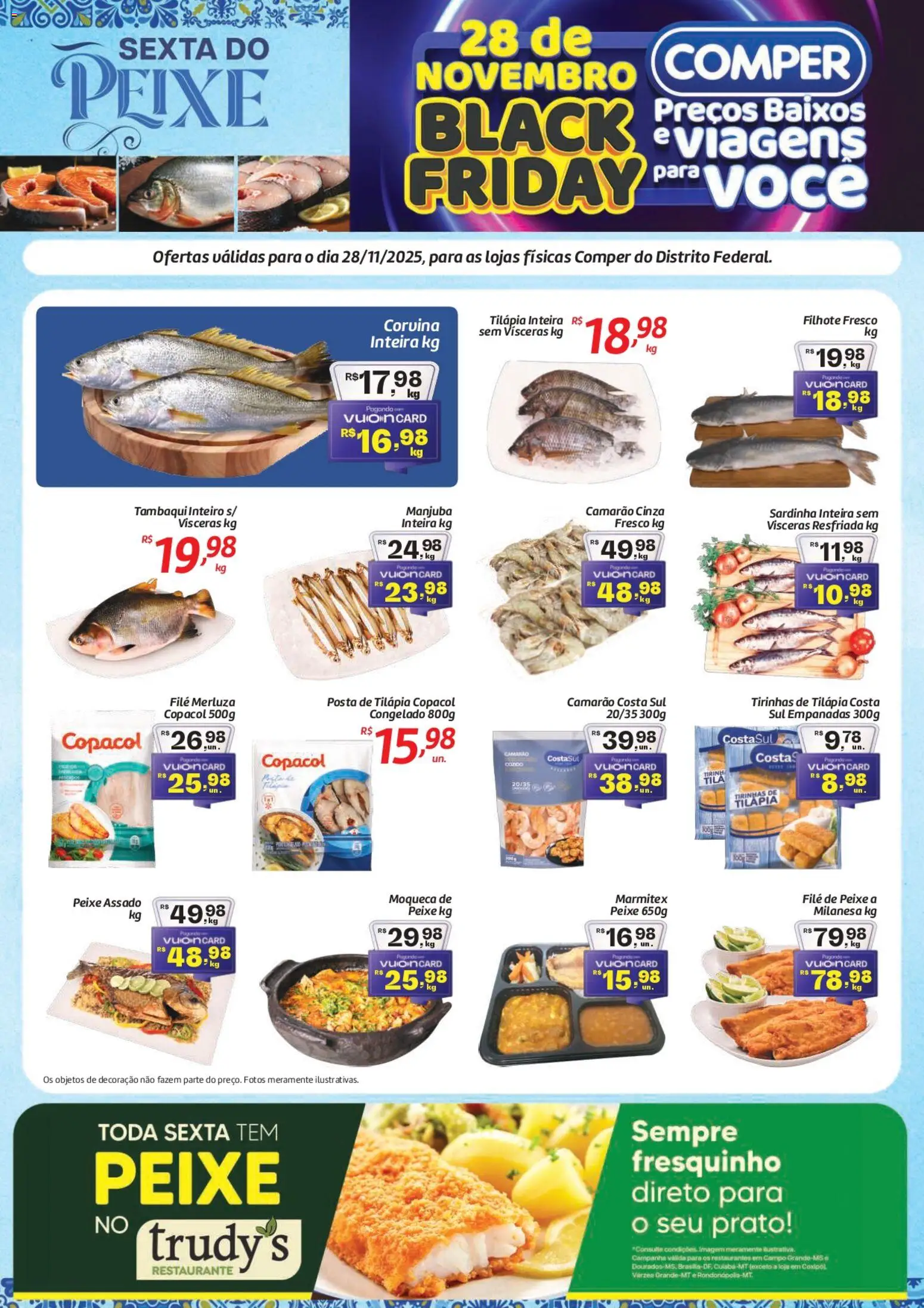 Comper Folheto - válido de 28.11.2025 | Página: 1 | Produtos: Camarão, Tilápia, Peixe, Sardinha