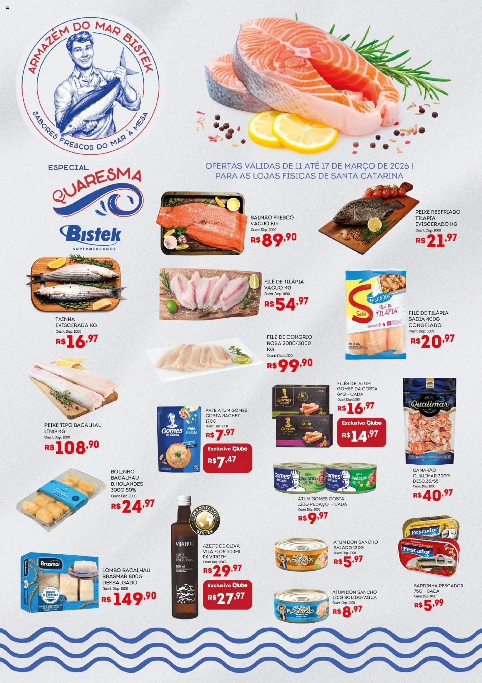 Bistek Supermercados Folheto - válido de 11.03.2026 | Página: 1 | Produtos: Alho, Molho de tomate, Tilápia, Gomes da costa