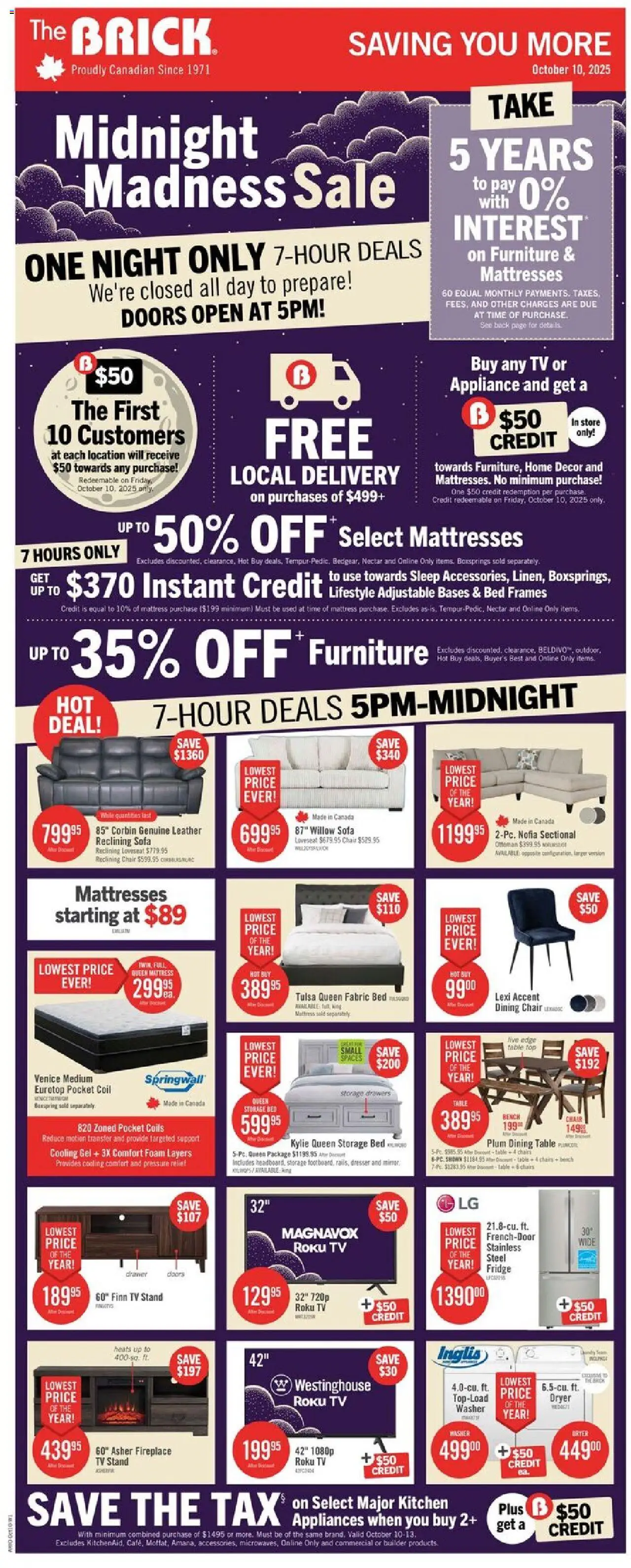 The Brick flyer valid from 10.10.2025 | Page: 1 | Products: Tv, Mattress, Table, Chair