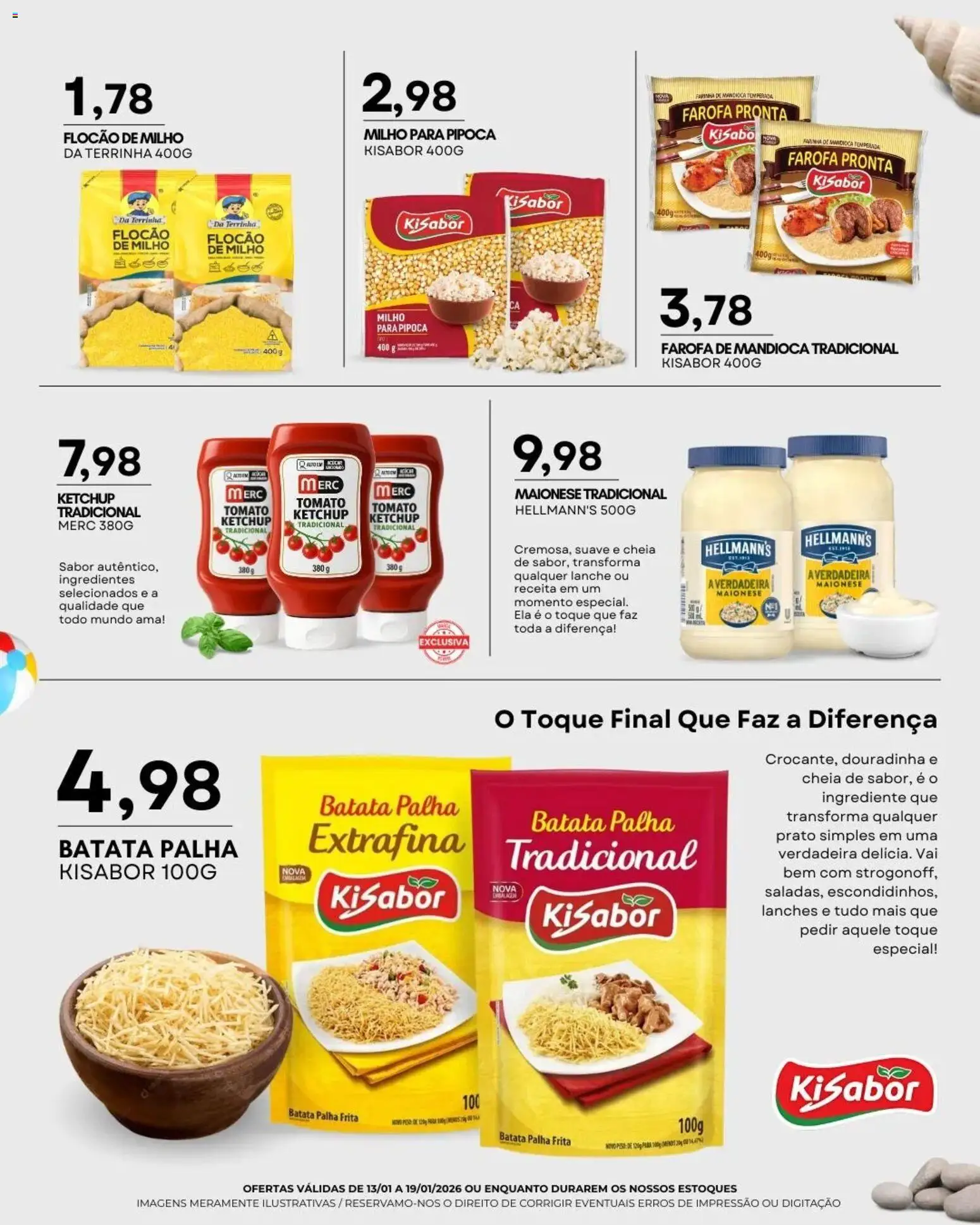 Mercadão Atacadista Folheto - válido de 13.01.2026 | Página: 5 | Produtos: Farinha de mandioca, Batata palha, Maionese, Farofa