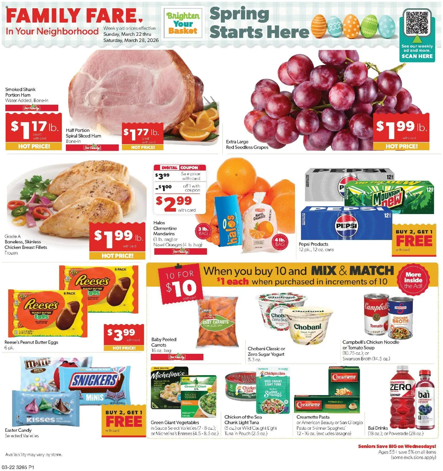 Family Fare Weekly Ad - SD - valid from 22.03.2026 | Page: 1 | Products: Butter, Yogurt, Water, Sauce