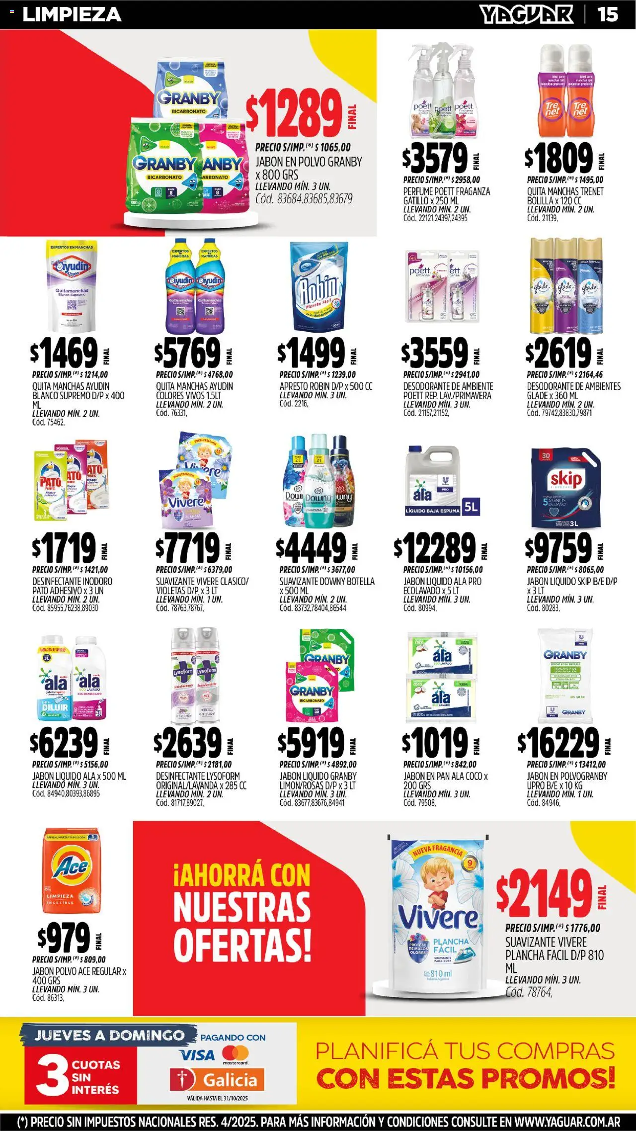 Yaguar - Córdoba │ válido desde el 20.10.2025 | Página: 15 | Productos: Jabón, Desodorante, Jabón en polvo, Suavizante