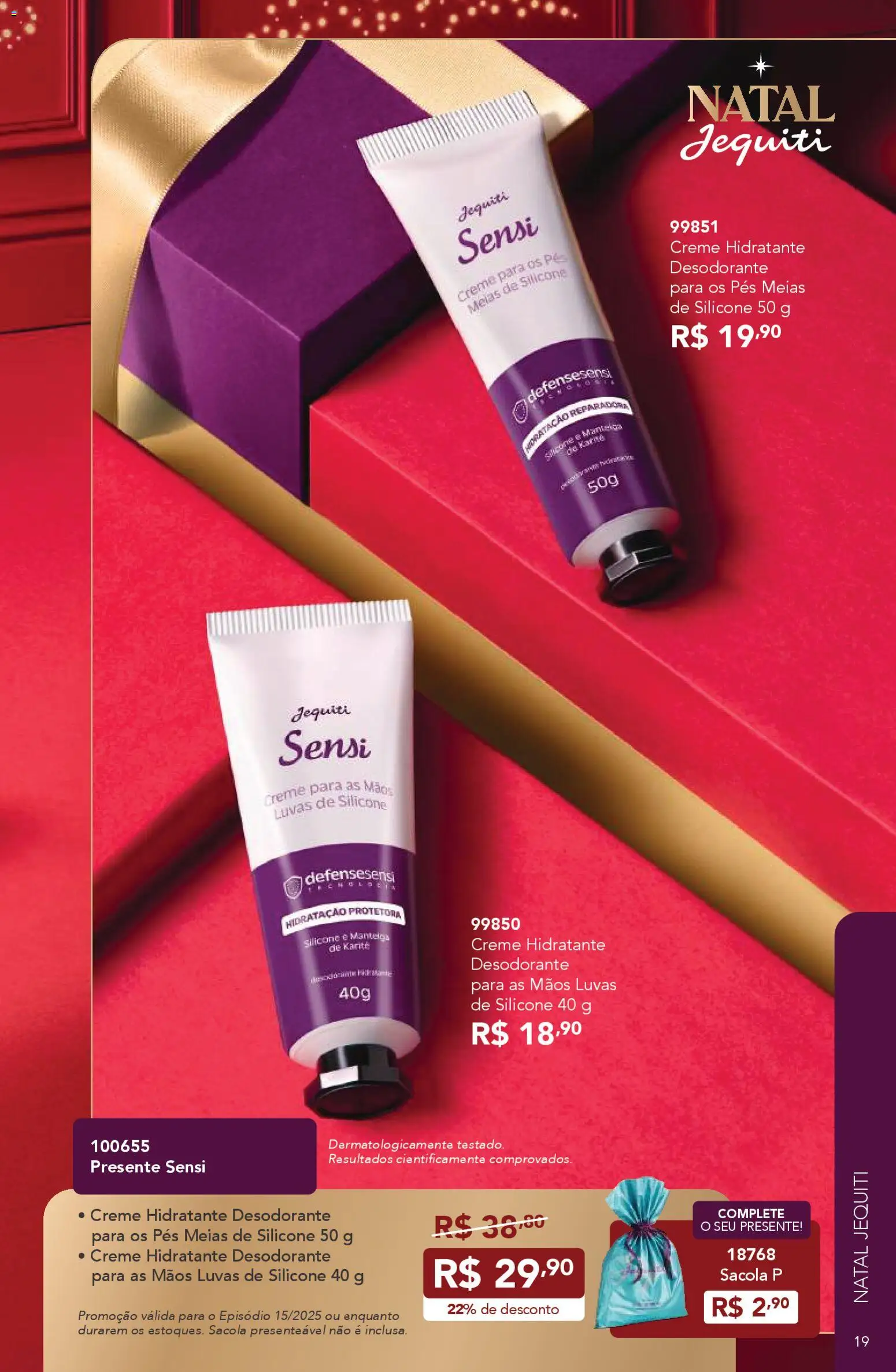 Jequiti Folheto - válido de 24.10.2025 | Página: 19 | Produtos: Desodorante, Creme, Meias, Pá