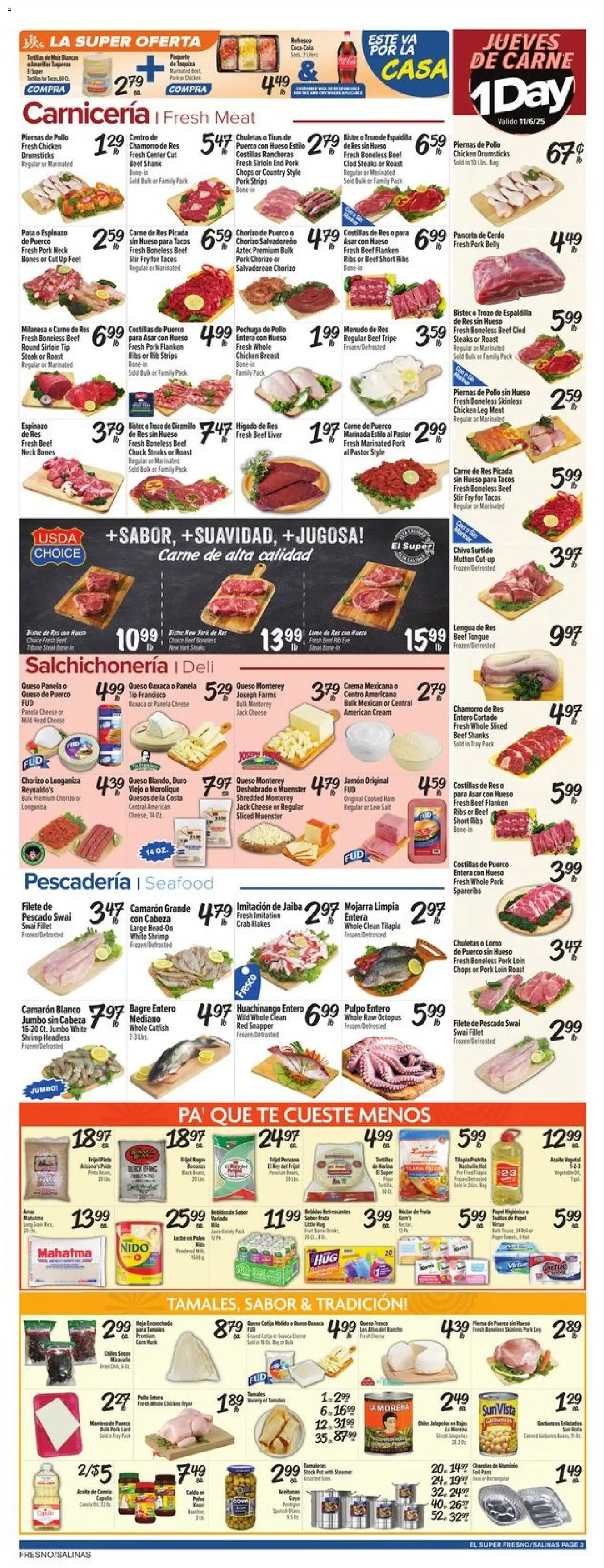 El Super Weekly Ad - valid from 05.11.2025 | Page: 3 | Products: Fryer, Cheese, Flakes, Seafood
