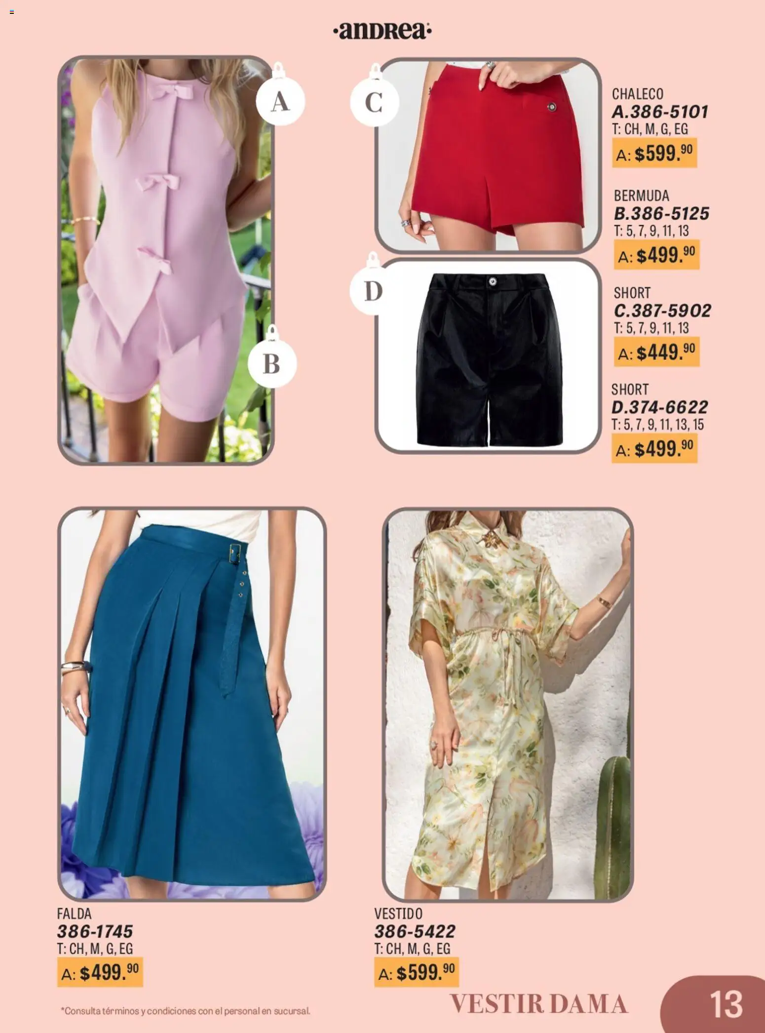 Nuevas ofertas de Andrea válidas en toda la República Mexicana desde el 11.01.2026. ¡Encuentra las mejores ofertas en Andrea catálogo Para Las Fiestas! | Página: 13 | Productos: Chaleco, Vestido, Short, Bermuda