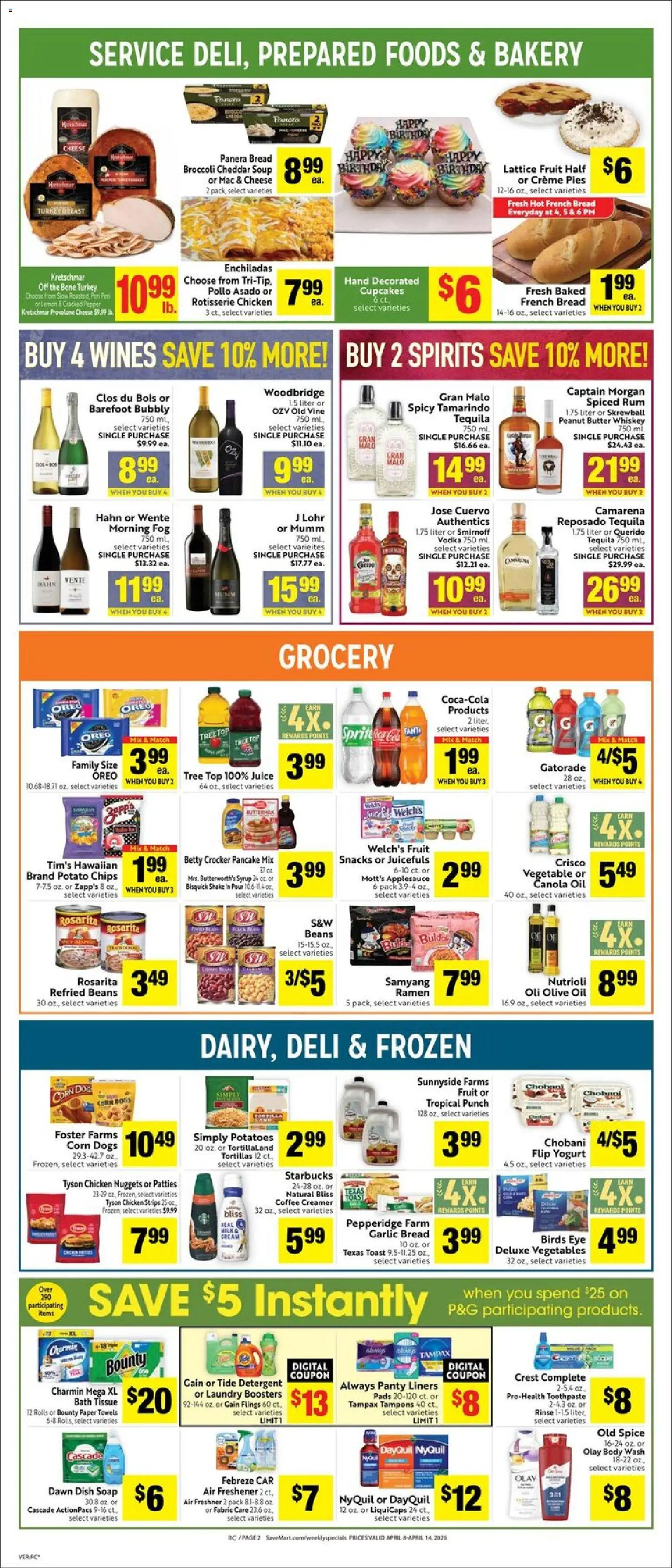 Save Mart Weekly Ad - valid from 08.04.2026 | Page: 2 | Products: Toothpaste, Whiskey, Pepper, Garlic