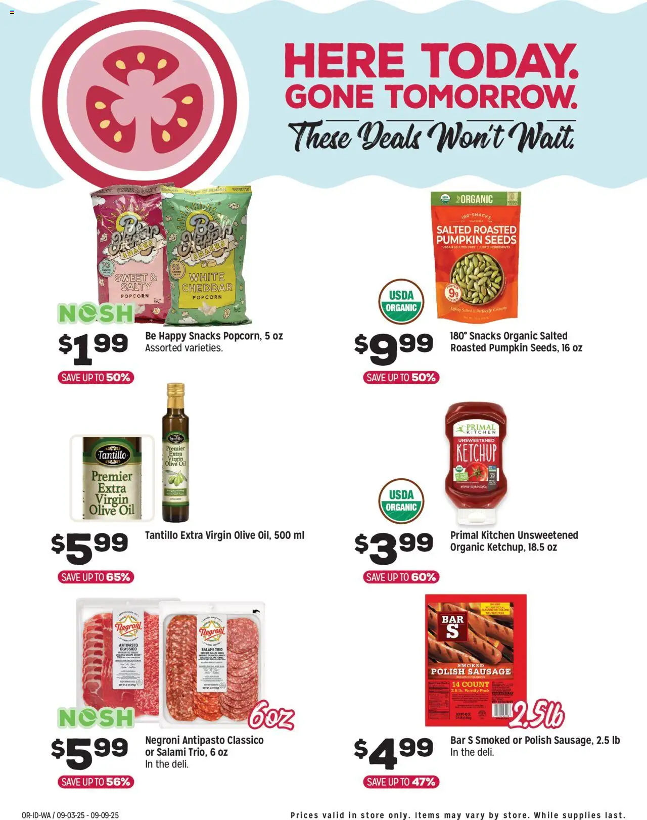 Grocery Outlet Weekly Ad - ID - valid from 03.09.2025 | Page: 4 | Products: Oil, Ketchup, Sausage, Pumpkin