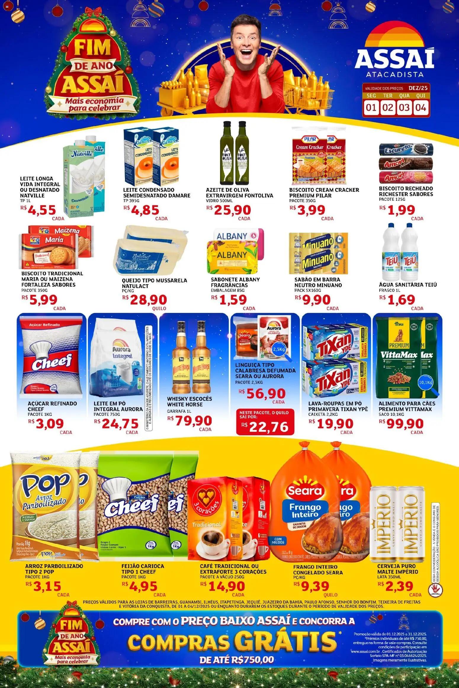 Assaí Atacadista Folheto - válido de 01.12.2025 | Página: 1 | Produtos: Sabão, Chocolate, Mussarela, Água sanitária
