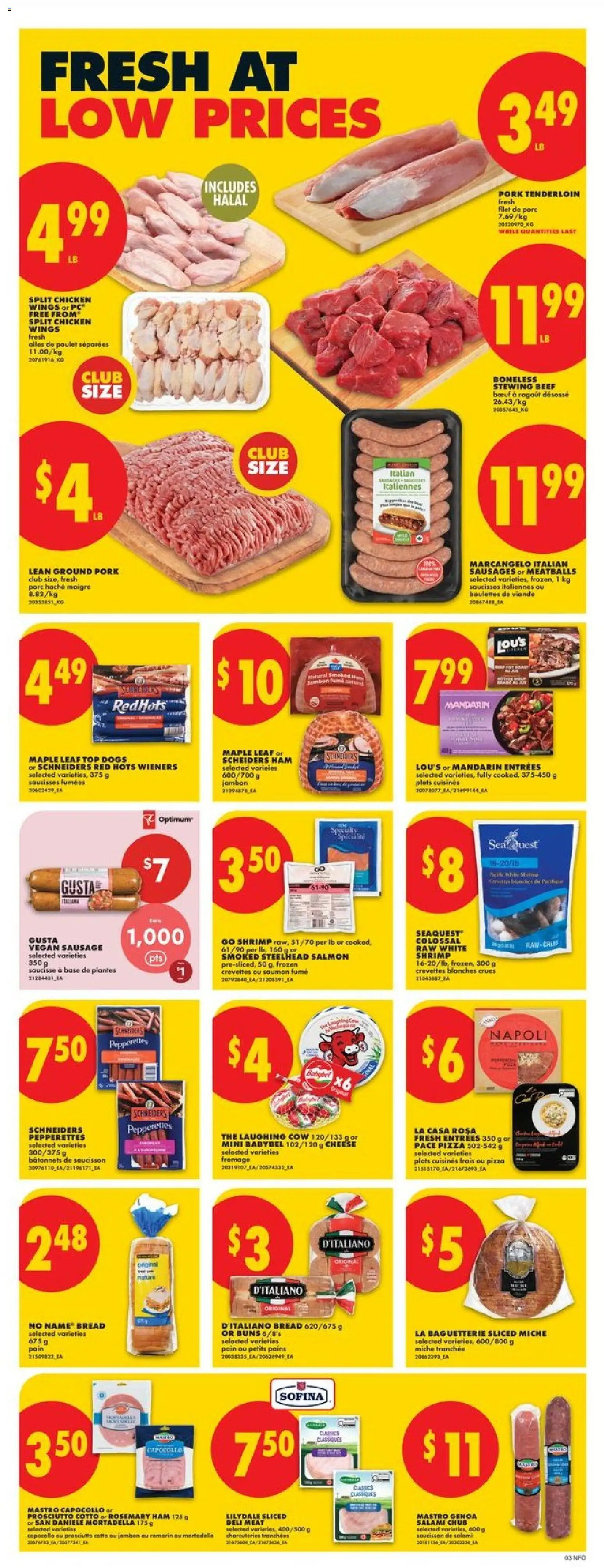 No Frills flyer valid from 19.03.2026 | Page: 4 | Products: Chicken wings, Cheese, Pizza, Pork