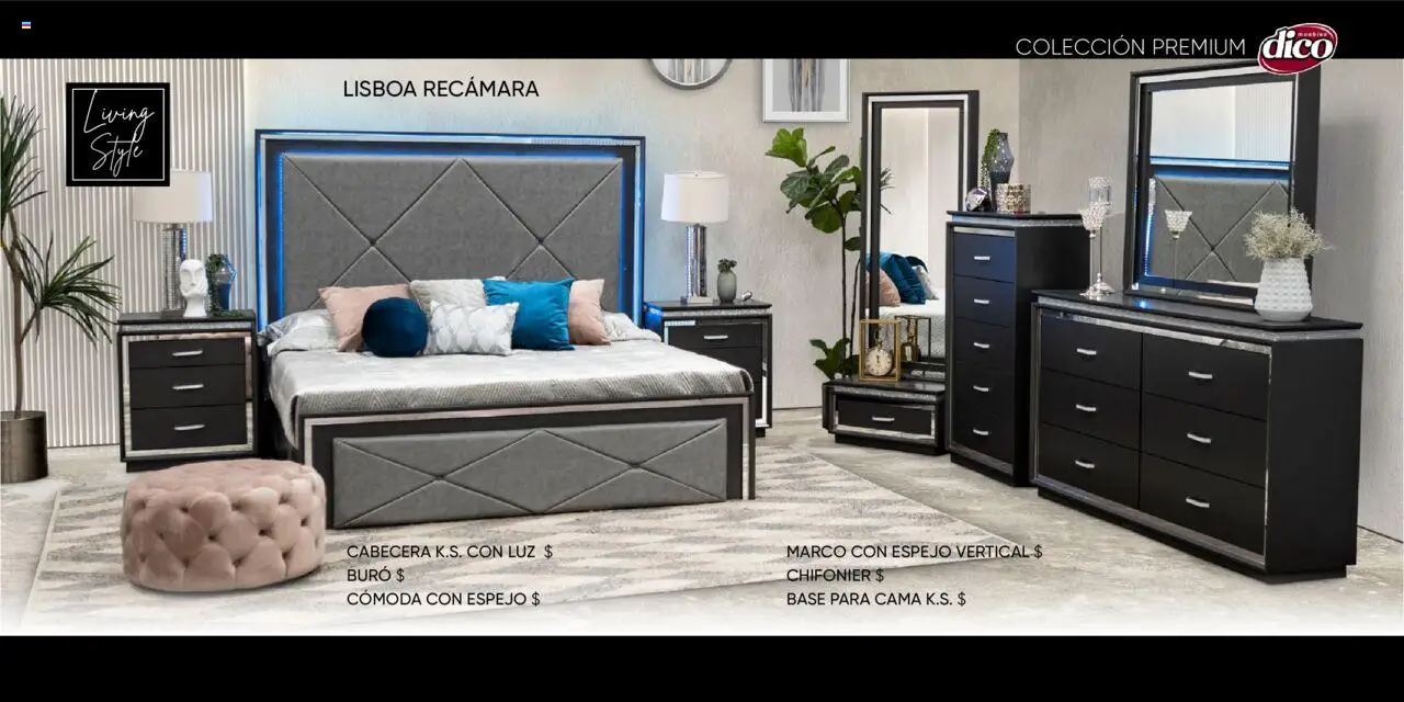 Nuevas ofertas de Muebles Dico válidas en toda la República Mexicana desde el 25.10.2024. ¡Encuentra las mejores ofertas en Muebles Dico catálogo Colleción Premium ! | Página: 26 | Productos: Cabecera, Cama, Buró, Espejo