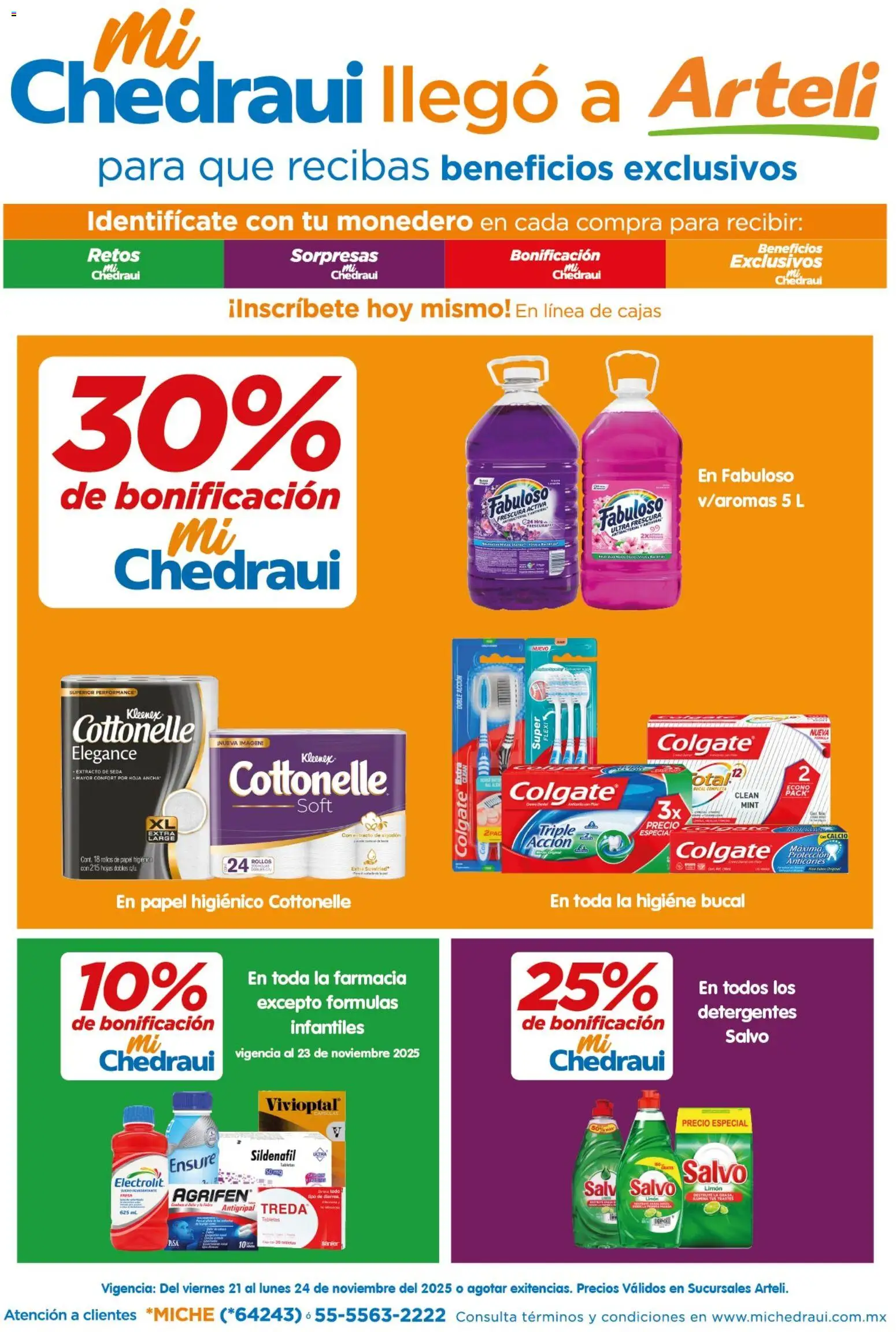 Nuevas ofertas de Arteli válidas en toda la República Mexicana desde el 21.11.2025. ¡Encuentra las mejores ofertas en Arteli folleto MiChedraui! | Página: 1 | Productos: Monedero, Limón, Antigripal, Algodón