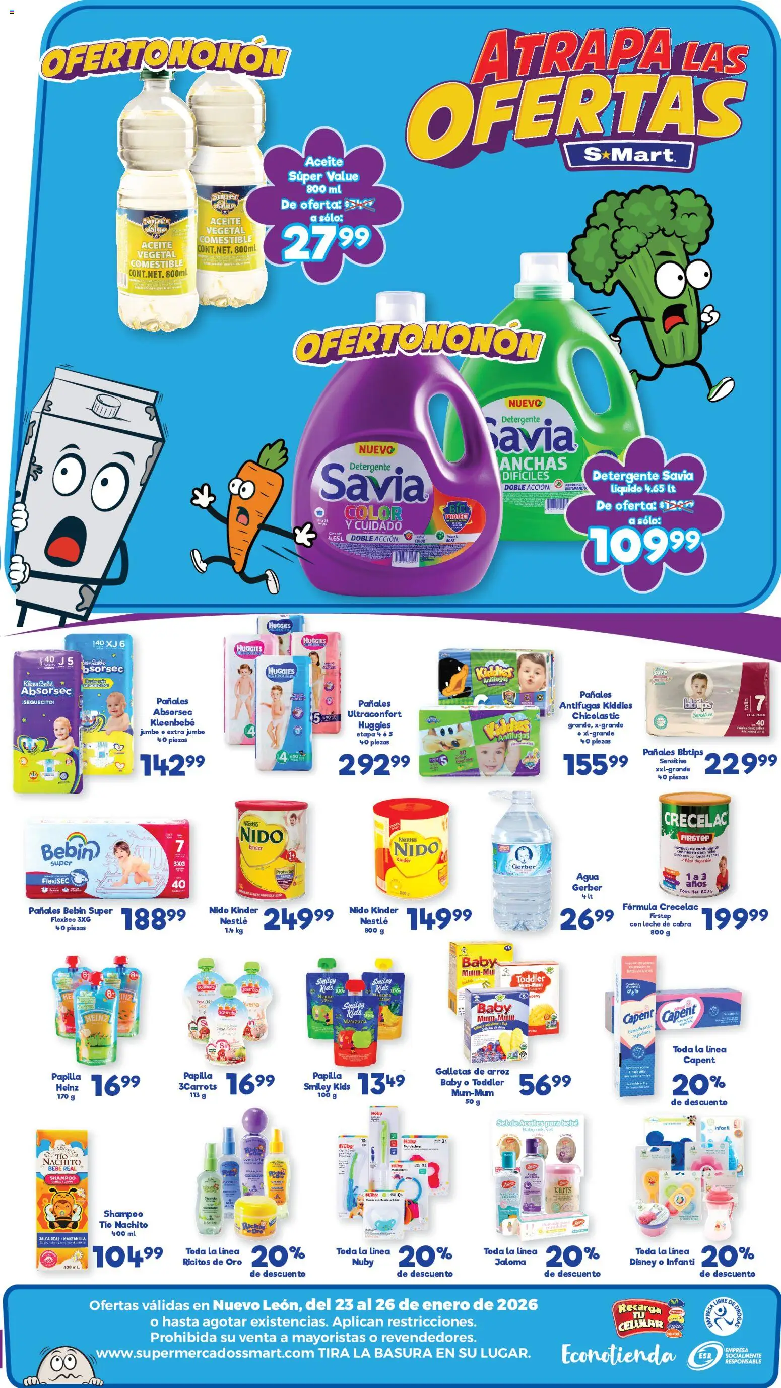 Nuevas ofertas de S-Mart válidas en toda la República Mexicana desde el 23.01.2026. ¡Encuentra las mejores ofertas en S-Mart folleto Ofertas de Feria Monterrey! | Página: 2 | Productos: Detergente, Avena, Leche, Pomada