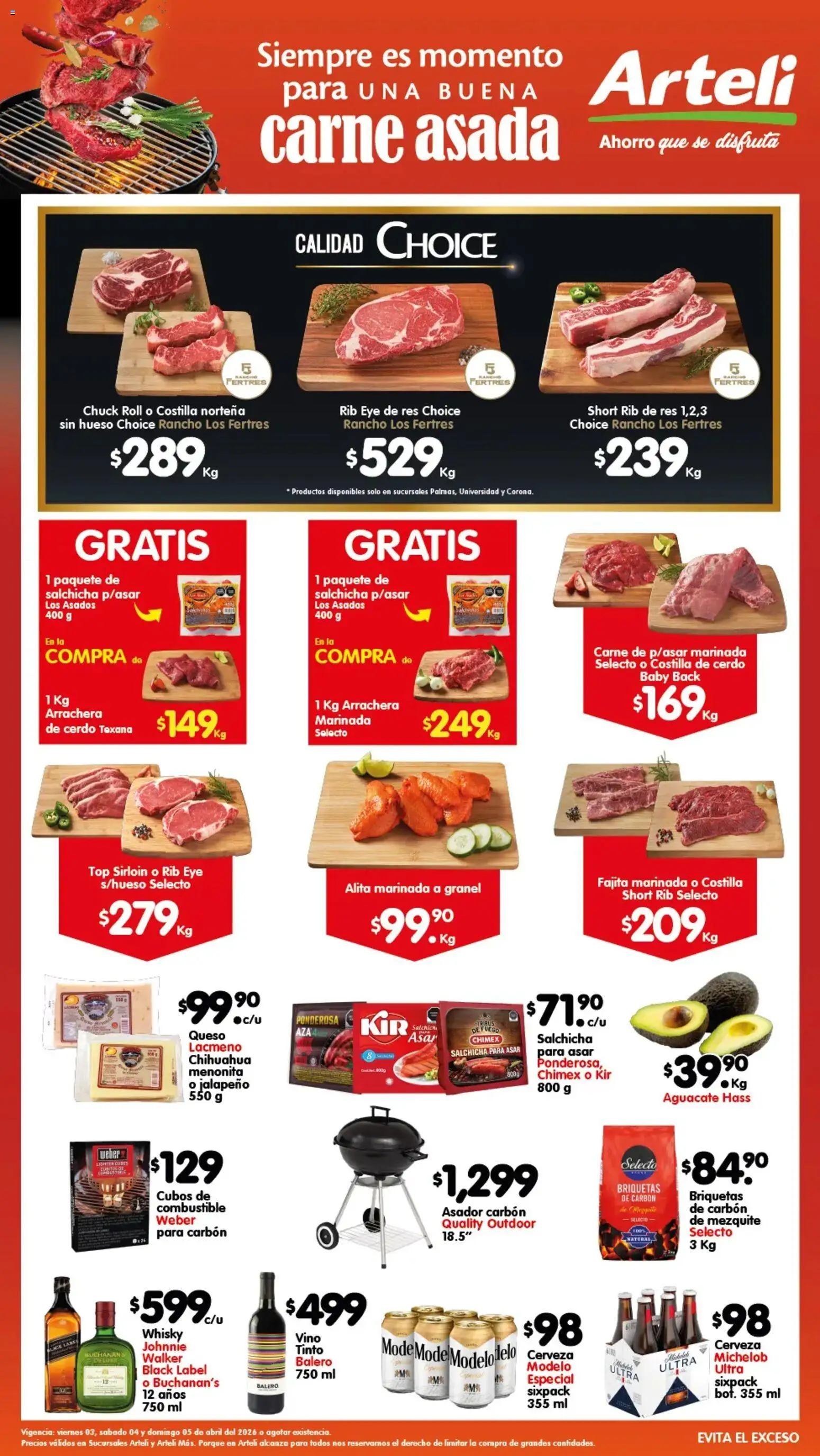 Nuevas ofertas de Arteli válidas en toda la República Mexicana desde el 03.04.2026. ¡Encuentra las mejores ofertas en Arteli folleto! | Página: 1 | Productos: Queso, Aguacate, Cerdo, Short