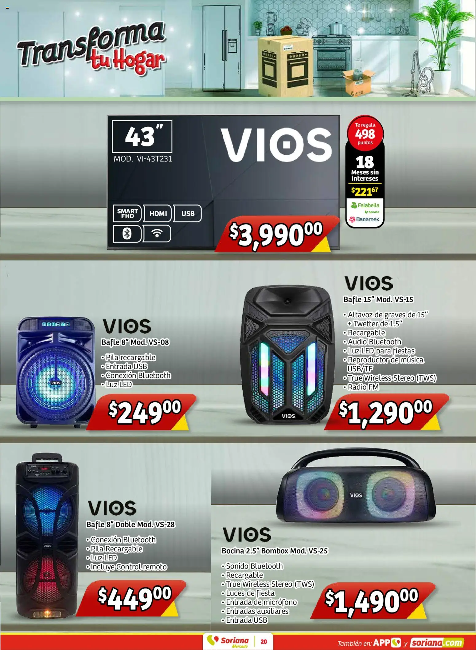 Nuevas ofertas de Soriana válidas en toda la República Mexicana desde el 30.01.2026. ¡Encuentra las mejores ofertas en Soriana - Pesito Valedor Mercado: Chih, Coah, Dur, NL, SLP, Tamps, Zac! | Página: 28 | Productos: Audio, Bocina, Pila, Té