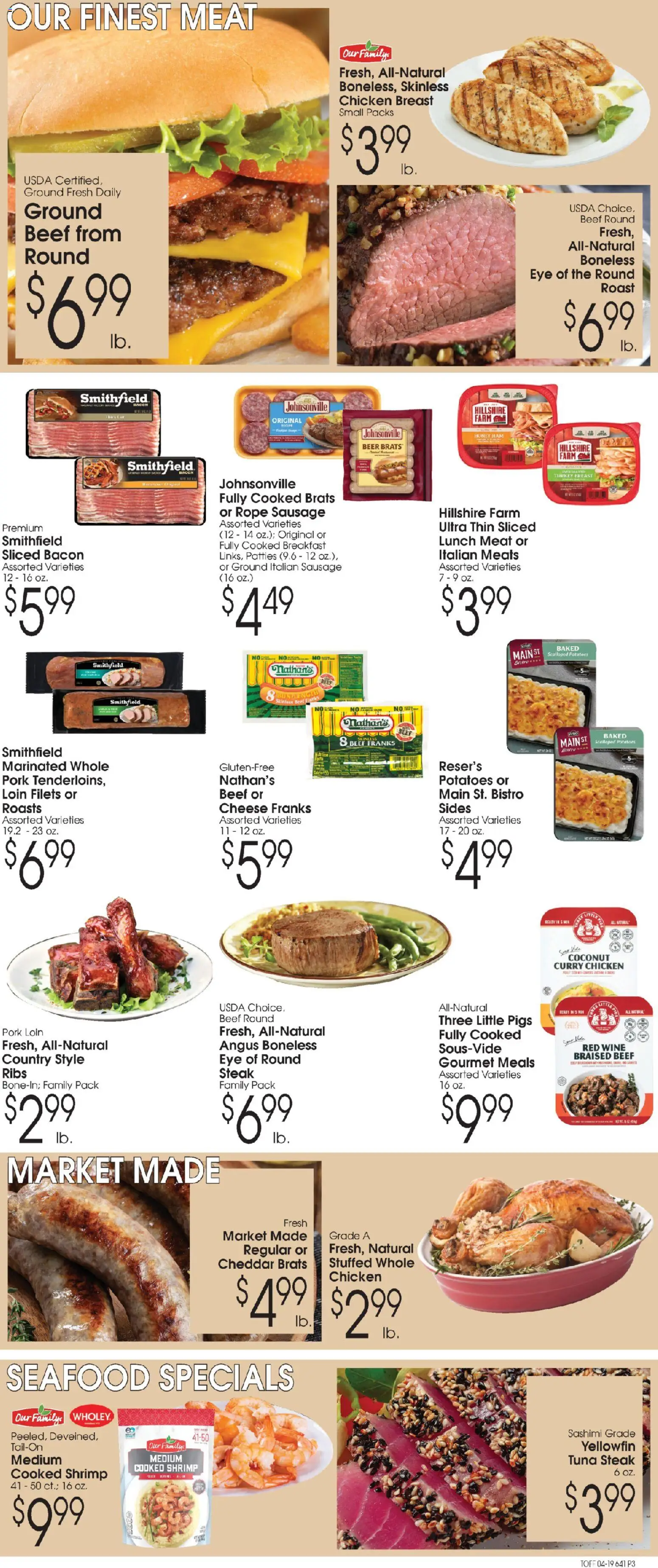 Family Fare Ad - valid from 19.04.2026 | Page: 3 | Products: Cheese, Ham, Beer, Potatoes