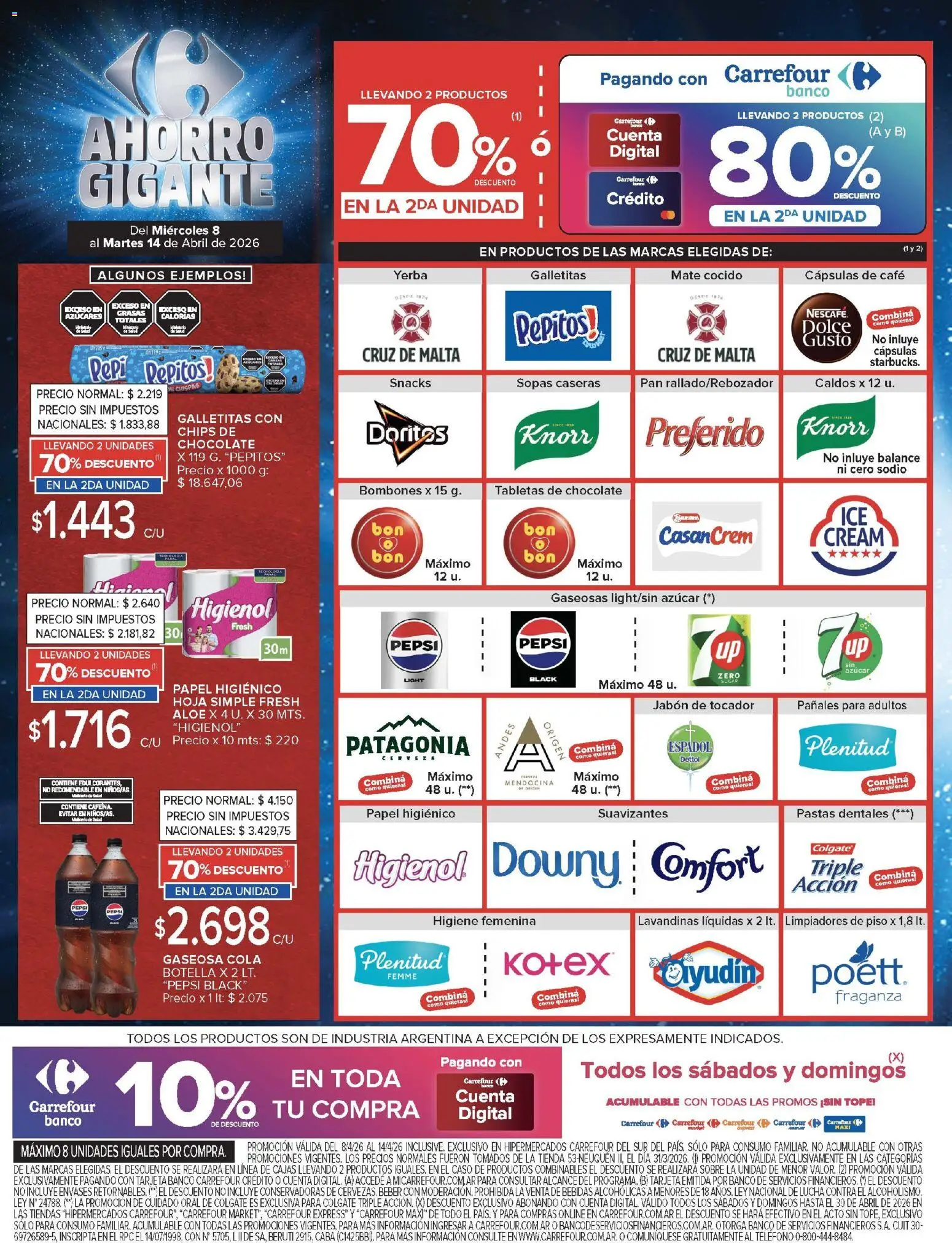 Carrefour ofertas │ válido desde el 08.04.2026 | Página: 5 | Productos: Papel higiénico, Caso, Galletitas, Pan