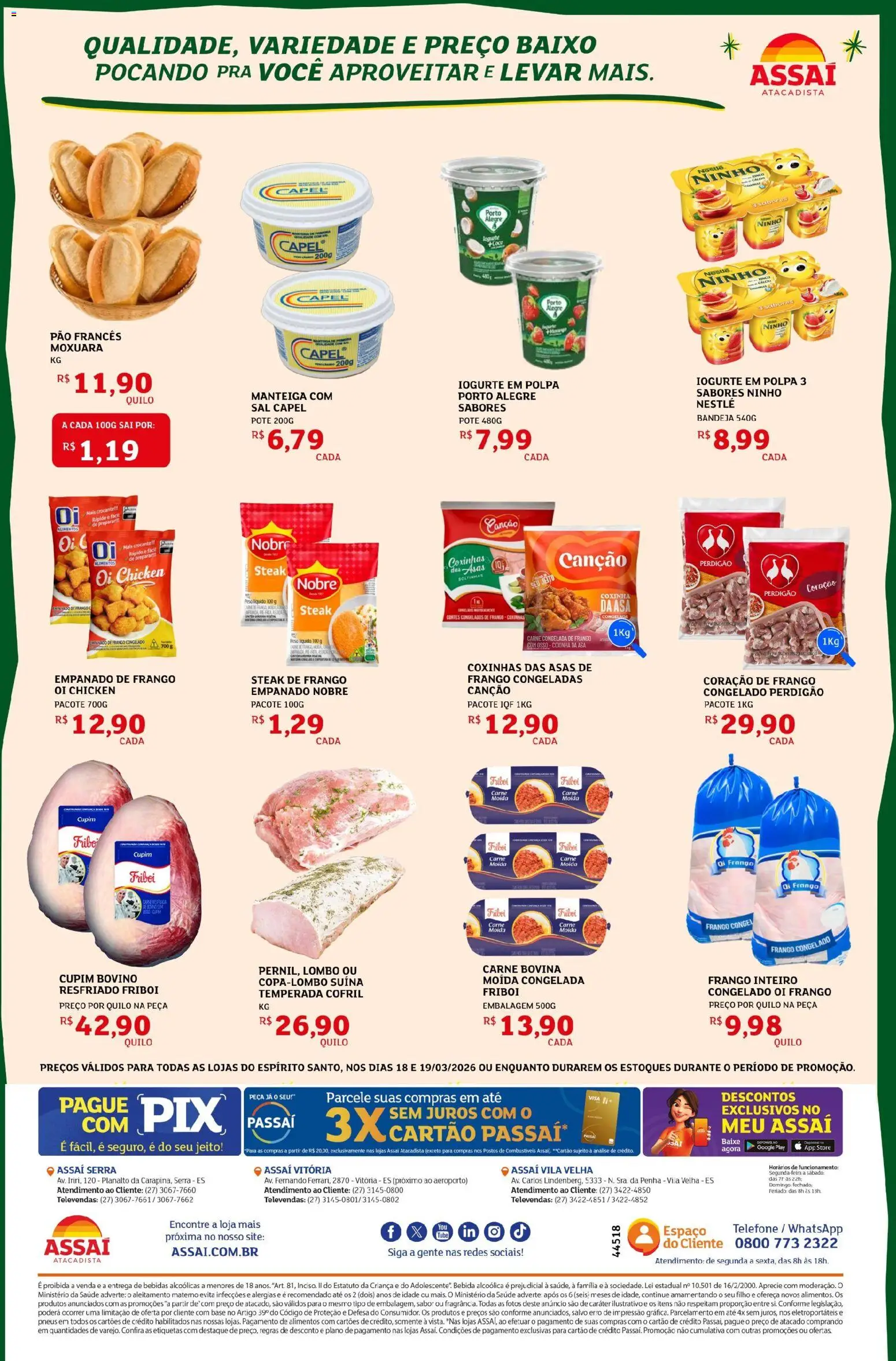 Assaí Atacadista Folheto - válido de 18.03.2026 | Página: 2 | Produtos: Manteiga, Base, Carne, Sal