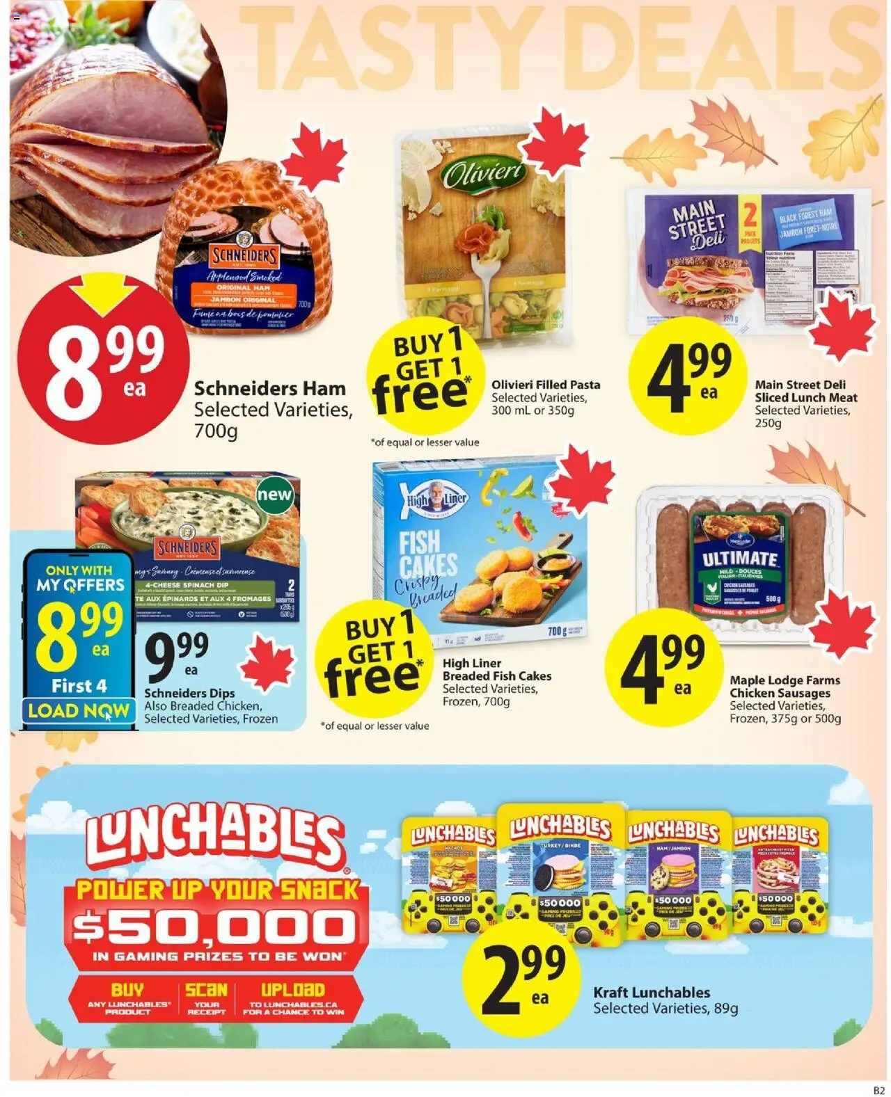 Save on foods flyer valid from 02.10.2025 | Page: 10 | Products: Fish, Pasta, Turkey, Chicken