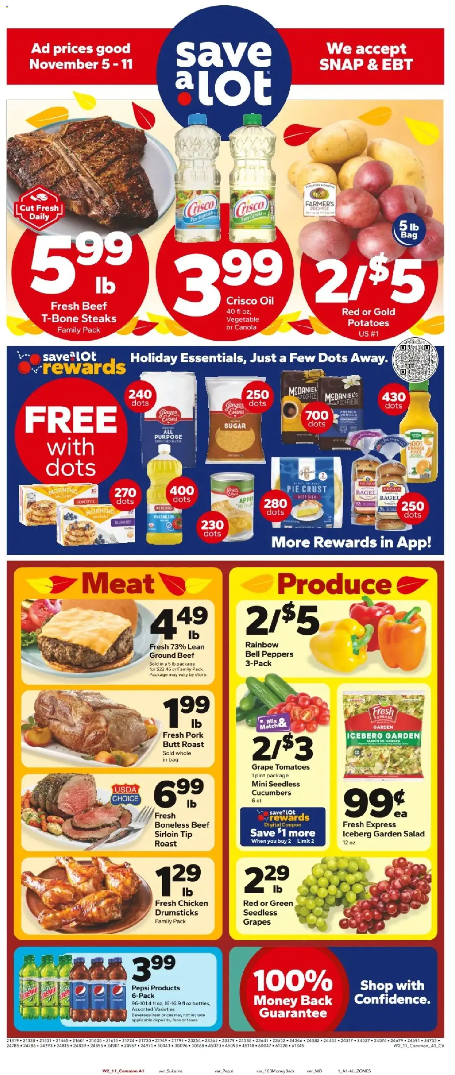 Save a Lot Weekly Ad - valid from 05.11.2025 | Page: 1 | Products: Ginger, Oil, Salad, Bag