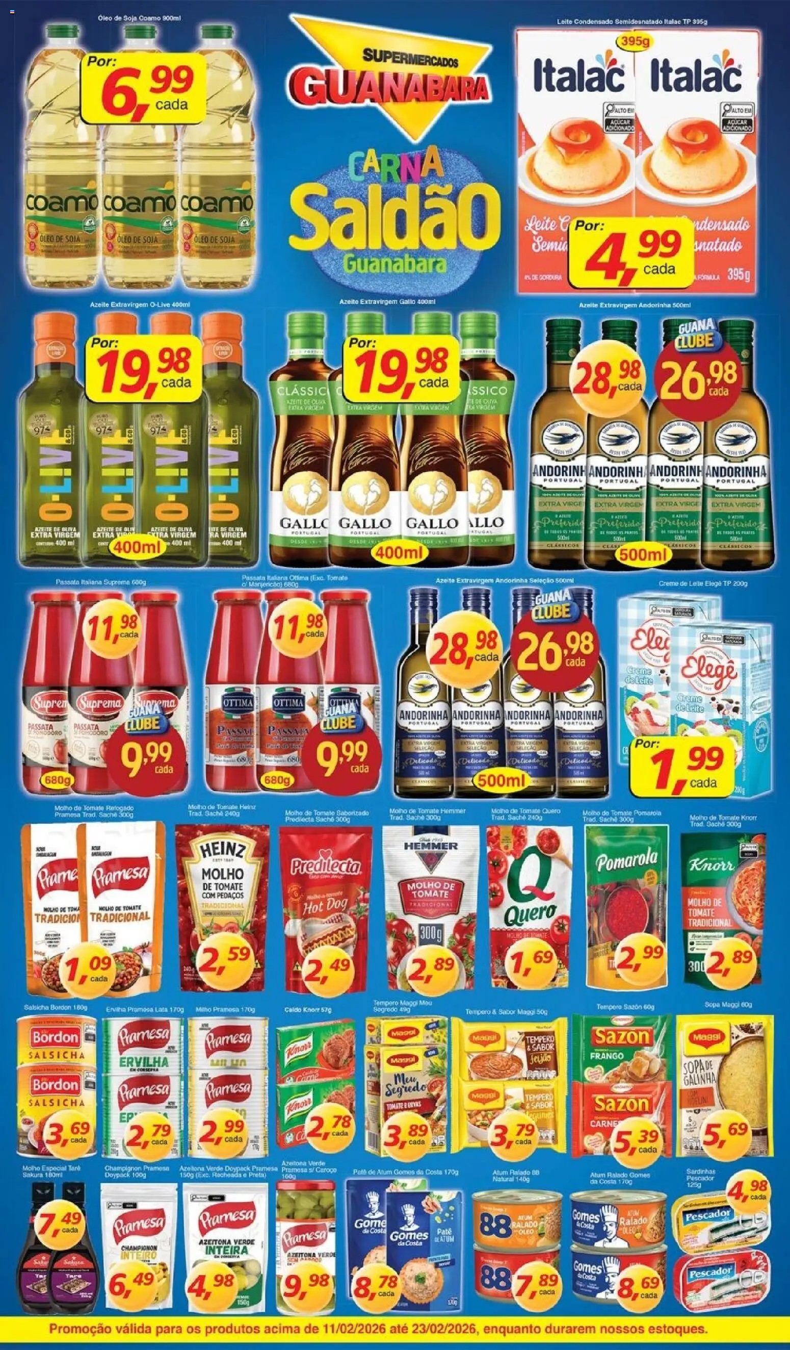Supermercados Guanabara Folheto - válido de 11.02.2026 | Página: 3 | Produtos: Feijão, Carne, Knorr, Soja
