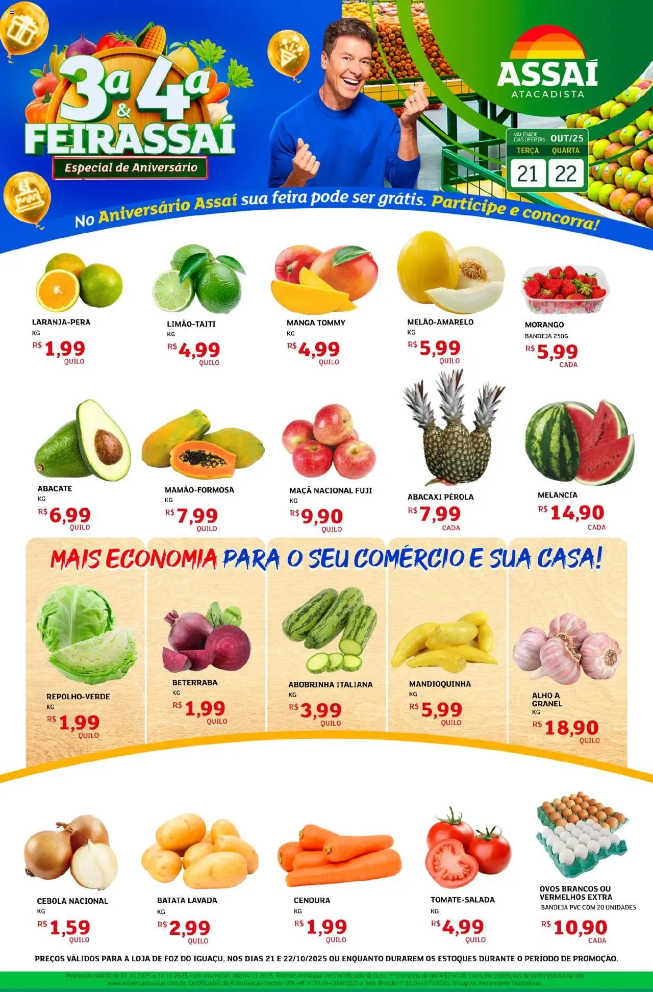 Assaí Atacadista Folheto - válido de 21.10.2025 | Página: 1 | Produtos: Abobrinha, Ovos, Abacaxi, Cenoura