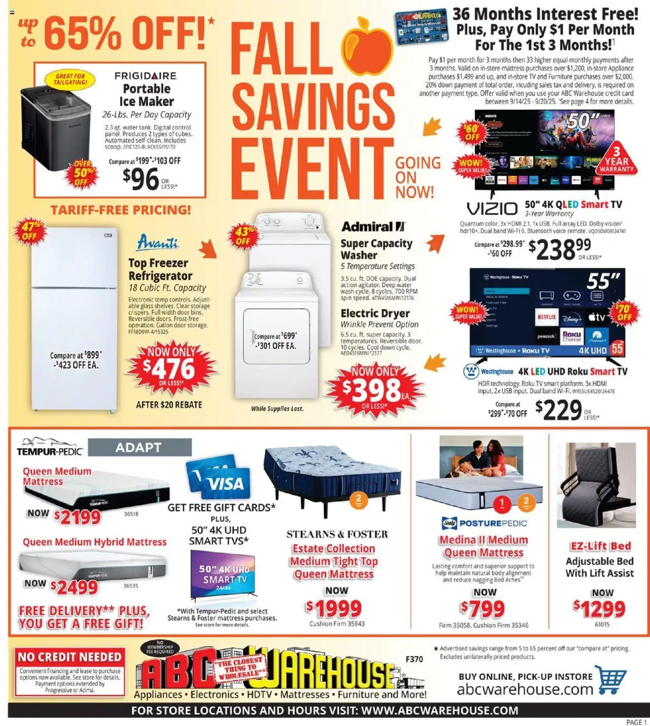 ABC Warehouse Weekly Ad - valid from 14.09.2025 | Page: 1